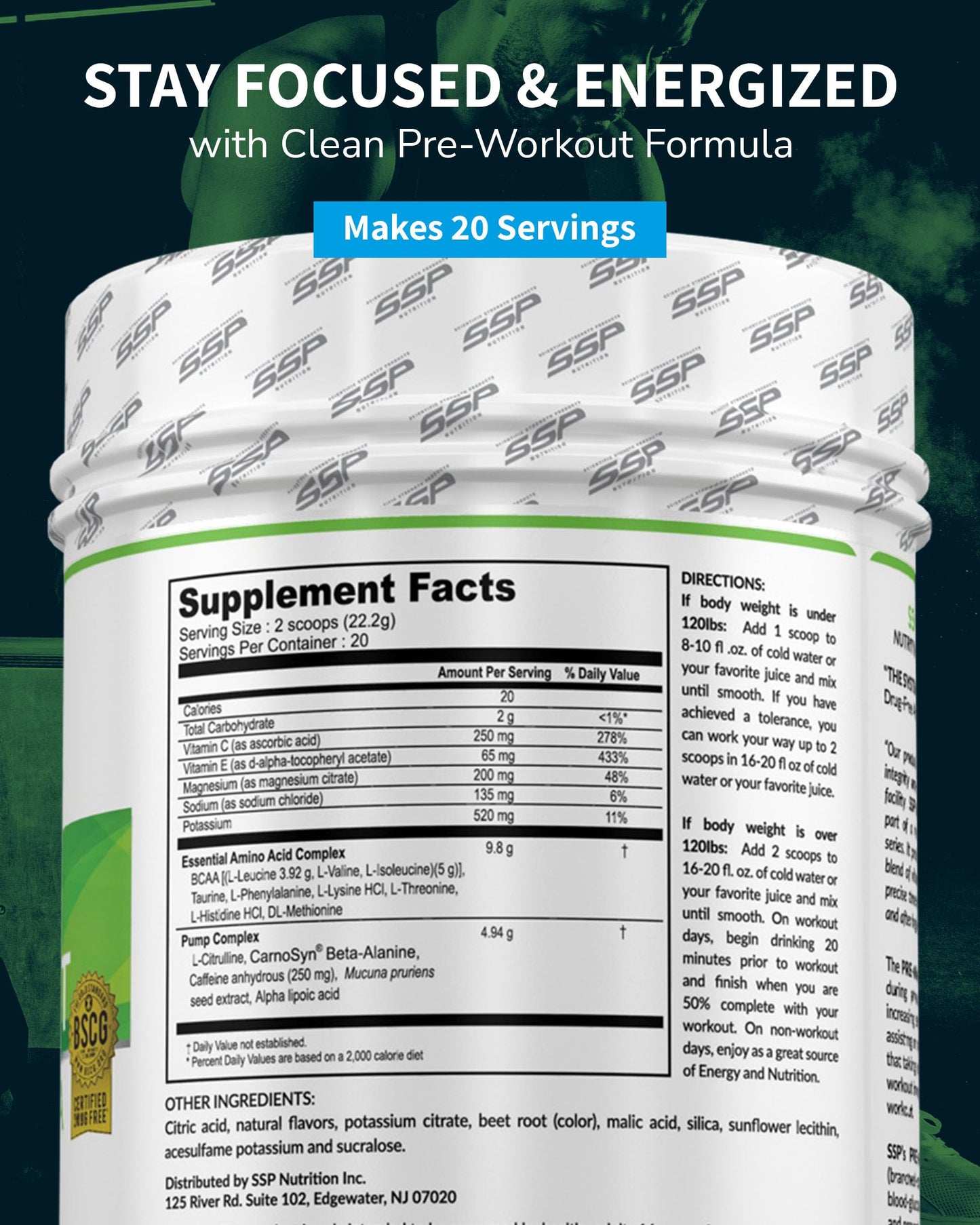 SSP Pre Workout Powder 15.7 Ounce
