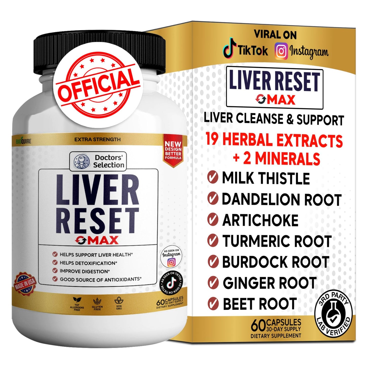 BIOQUIRE Liver Reset Max Extra Strength Supplement Capsules, 60