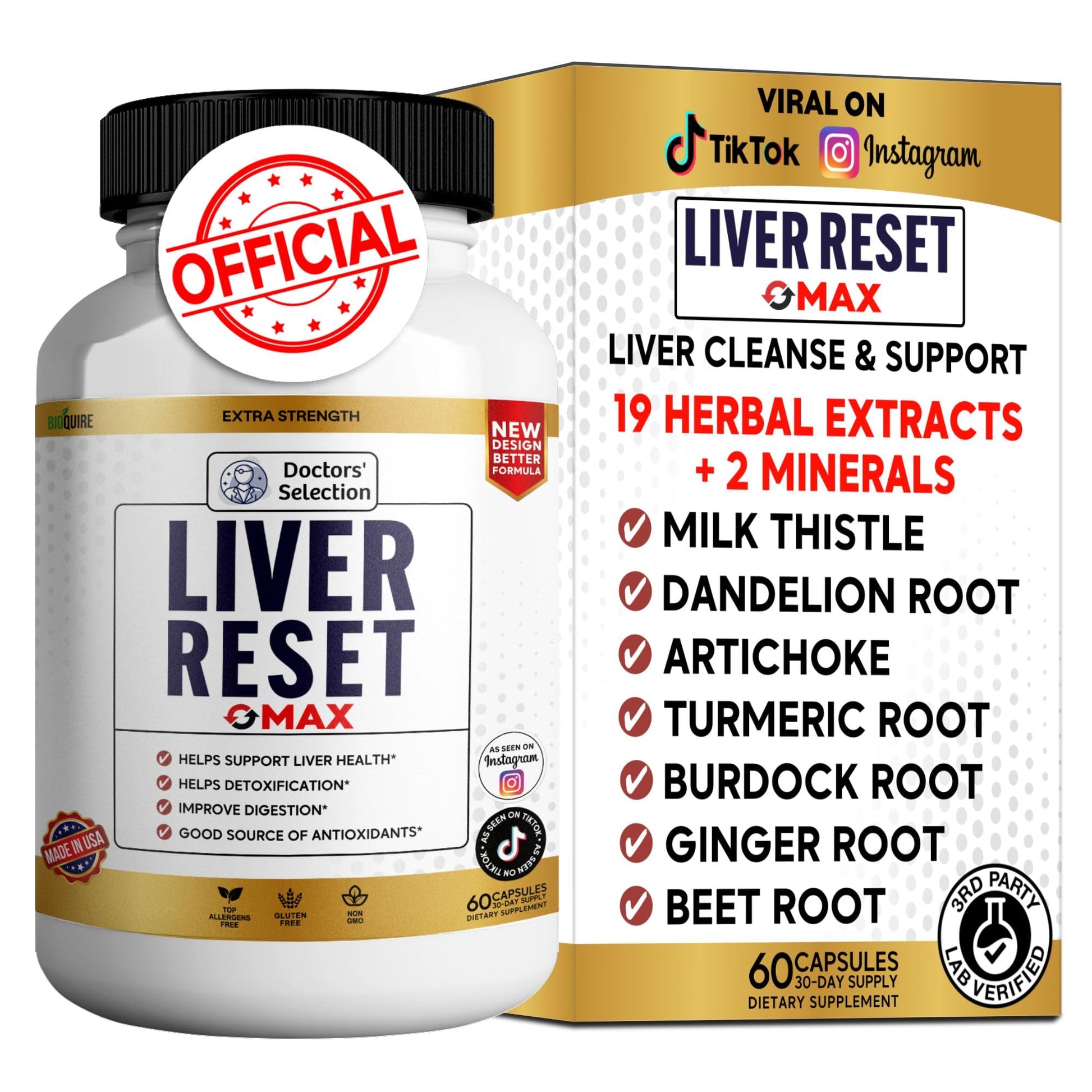 BIOQUIRE Liver Reset Max Extra Strength Supplement Capsules, 60