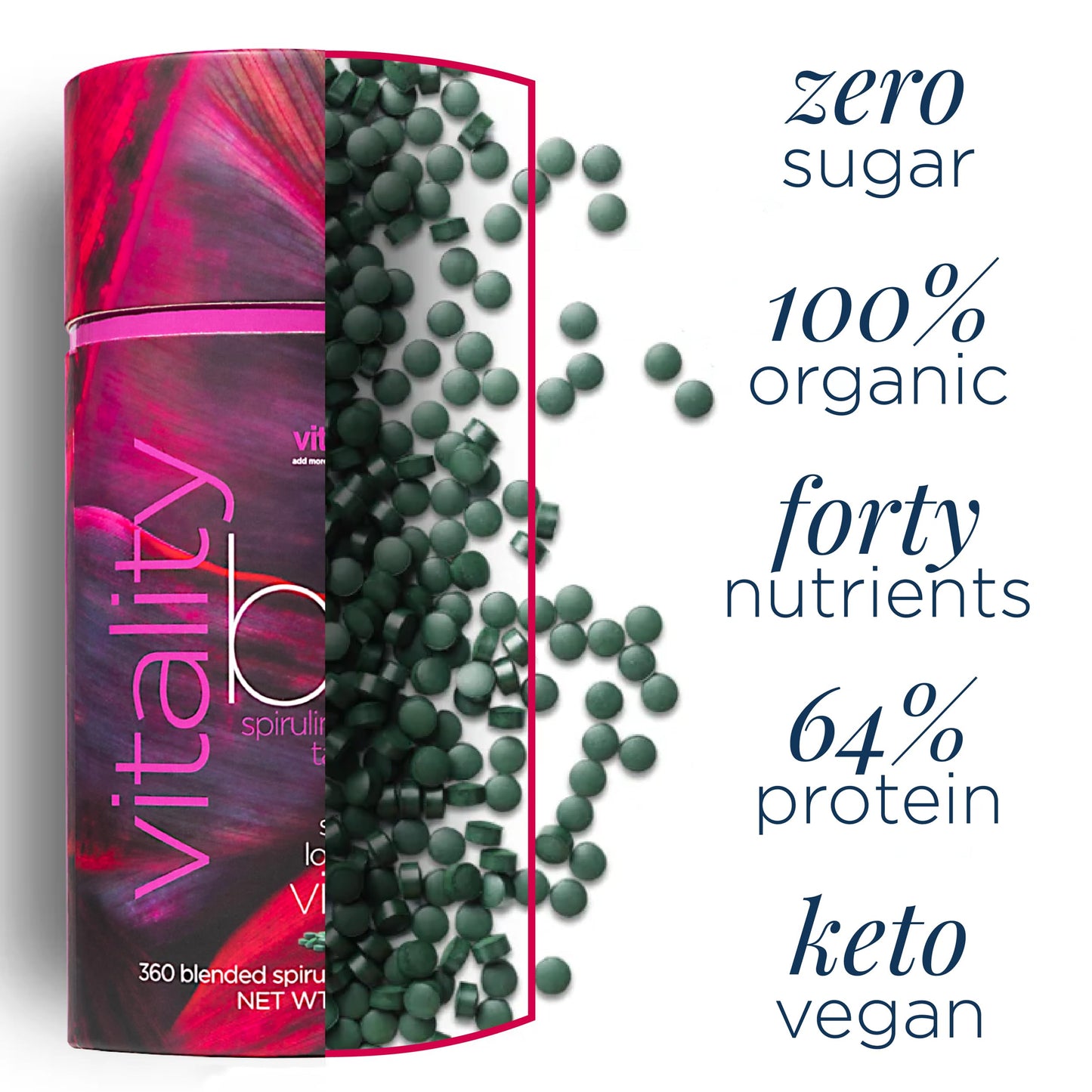 ENERGYBITS VITALITYbits Organic Blended Spirulina & Chlorella Tablets 1000