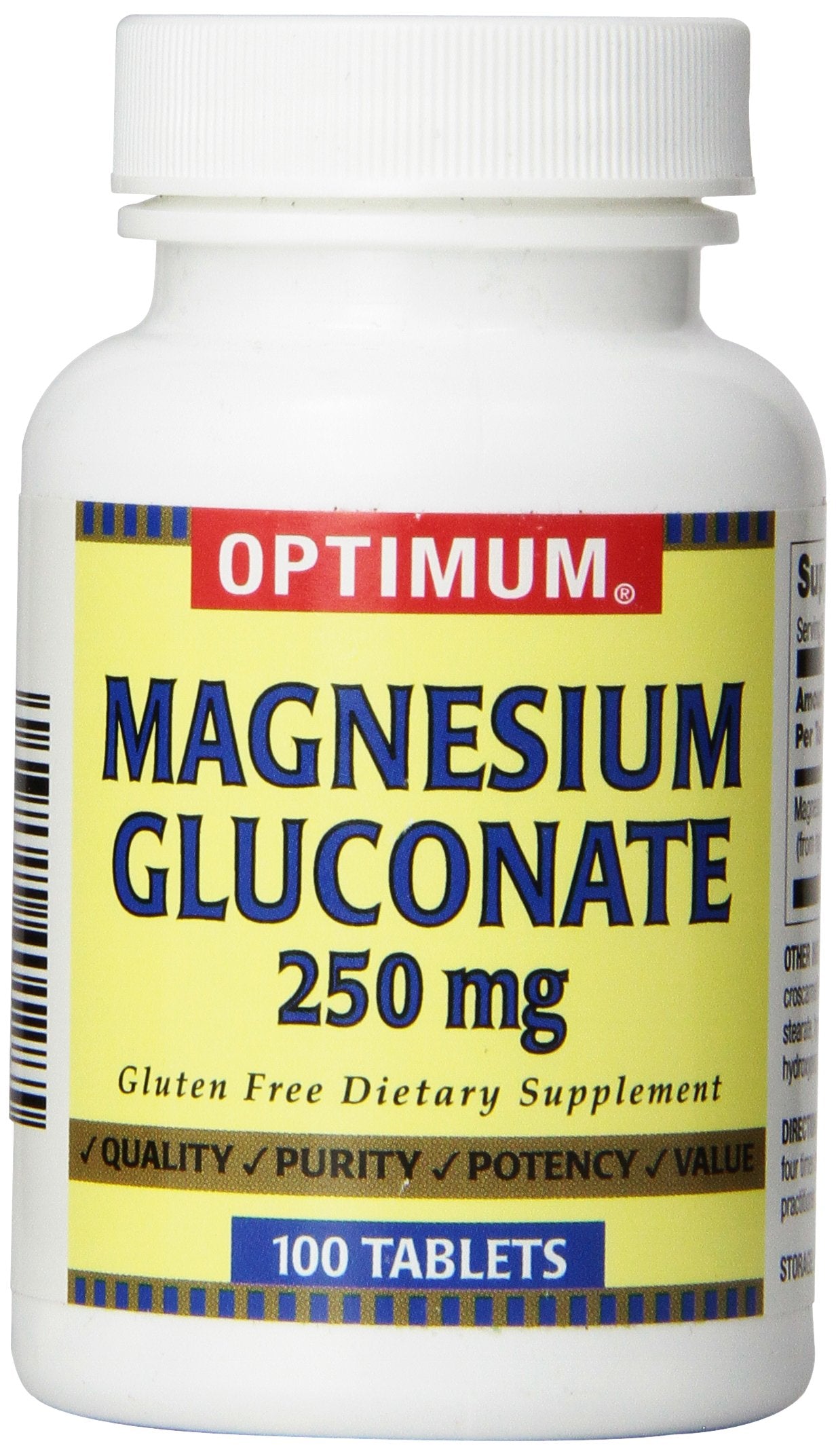 Optimum Magnesium Gluconate 250 Mg Tablets, 100 Count