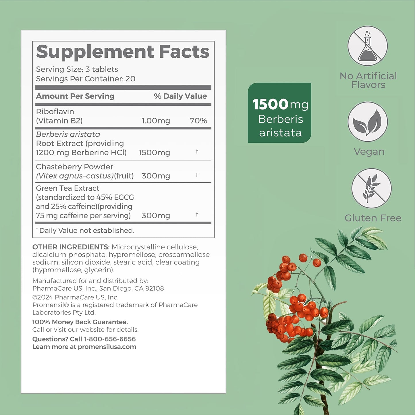 Promensil Berberine HCL 1500mg Weight Loss Support Tablet, 60 Tablets