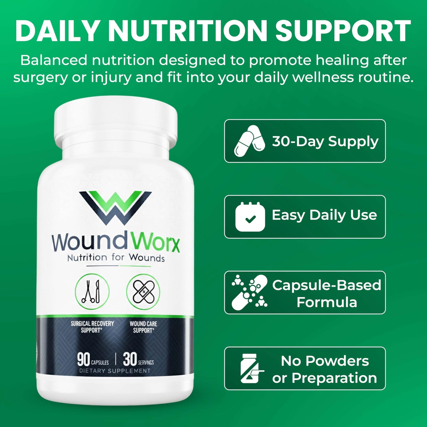 Free Life Labs WoundWorx Nutrition-Scar and Surgery Support Capsule, 90 Count