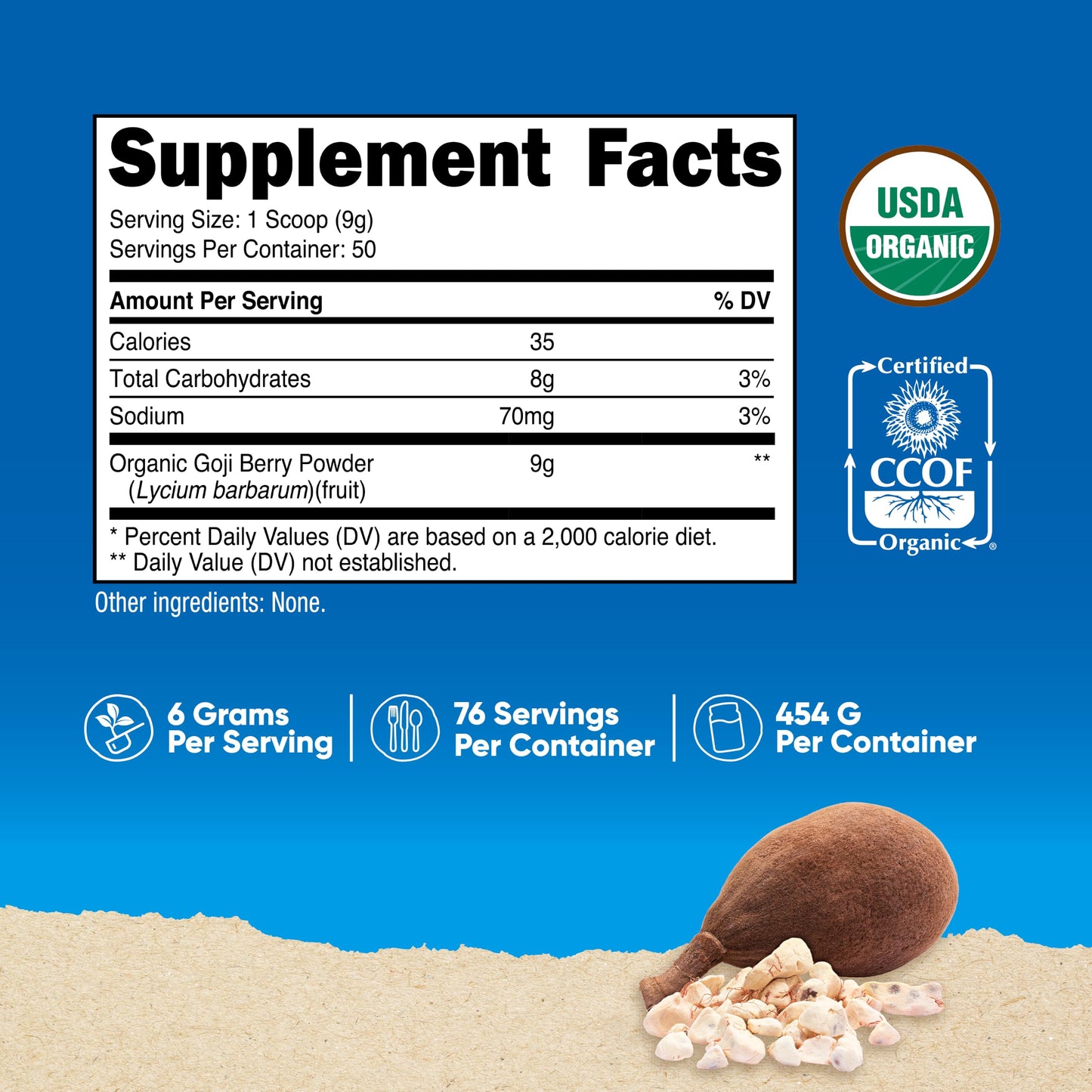 Nutricost Organic Baobab Fruit Powder Unflavored, 16.2