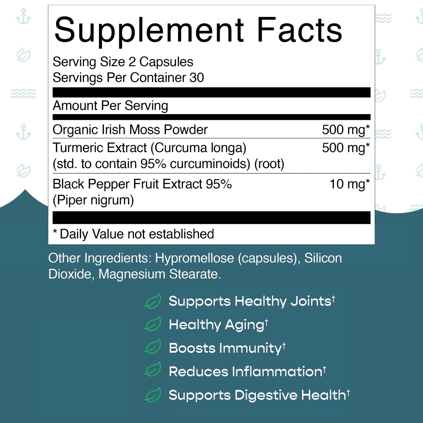 Herbal Vineyards Organic Wildcrafted Sea Moss and Turmeric 60 Capsules