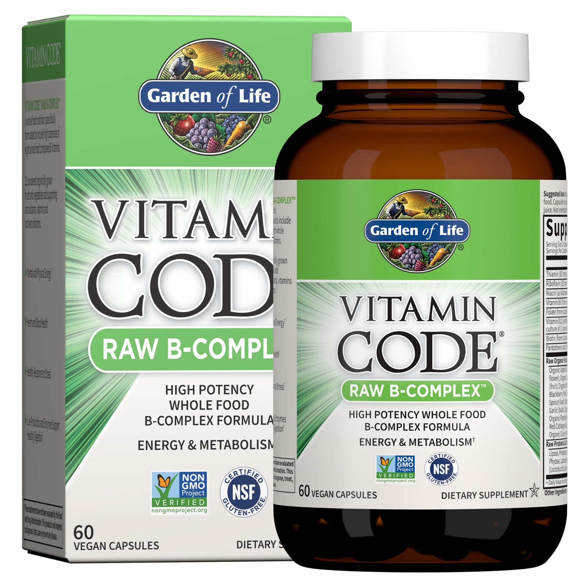 Garden of Life Vitamin B Complex Capsules, 60 Count