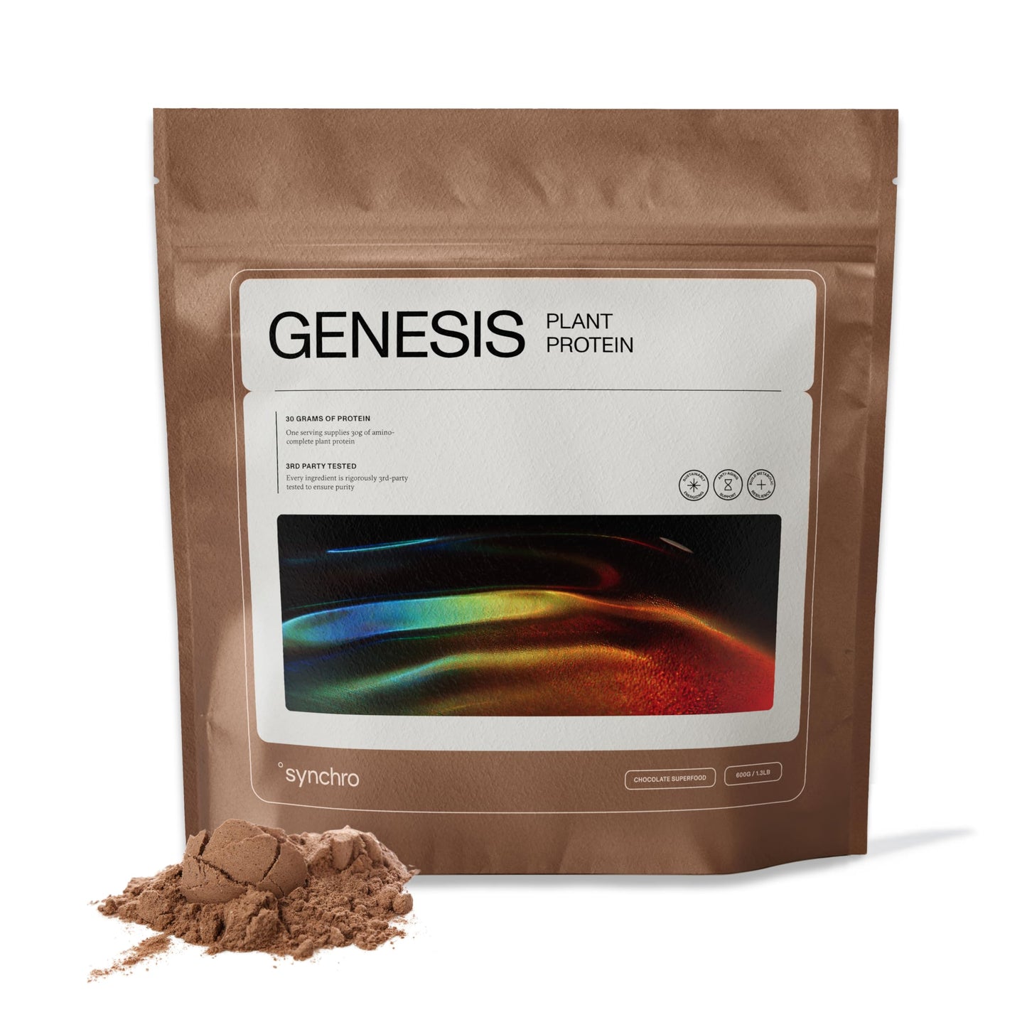 Synchro Genesis Plant Based Protein Powder, Chocolate, 1.32 lb