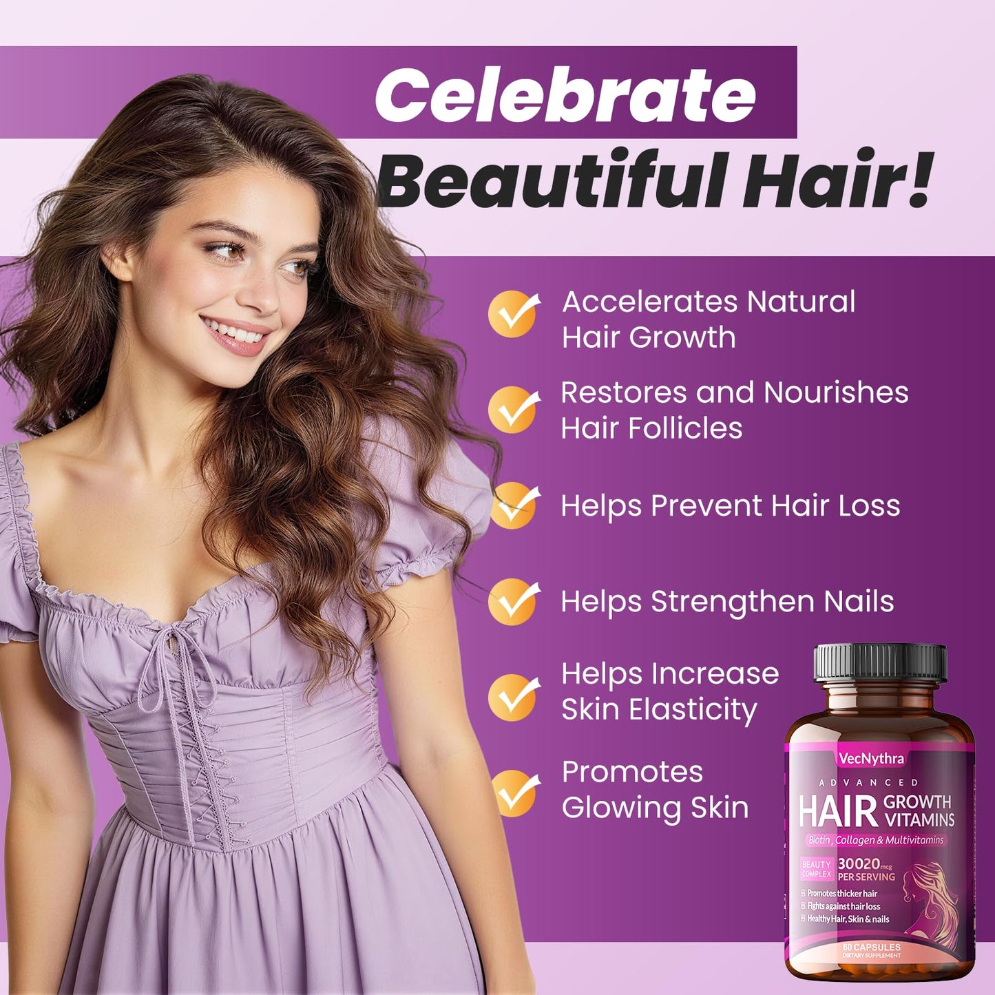 PUPCA Biotin Hair Growth Capsules, 60 Count