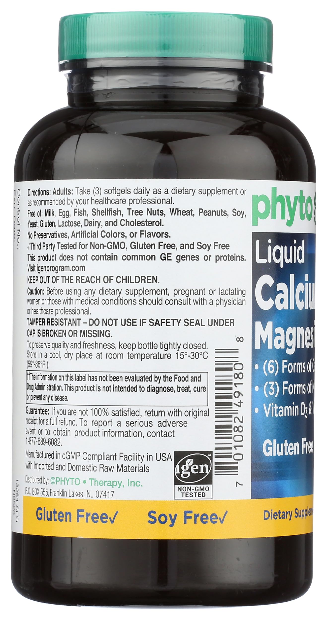 Phyto-Therapy Liquid Calcium with Magnesium Softgels, 180 Count