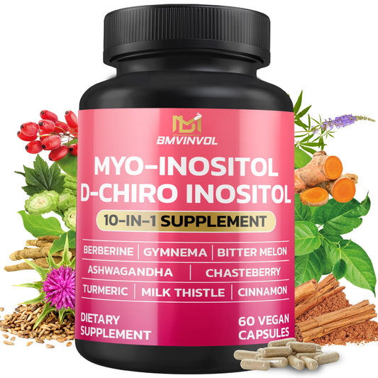 BMVINVOL Inositol Supplement Myo-Inositol and D-Chiro Inositol 40:1 Ratio Capsule 60 Count