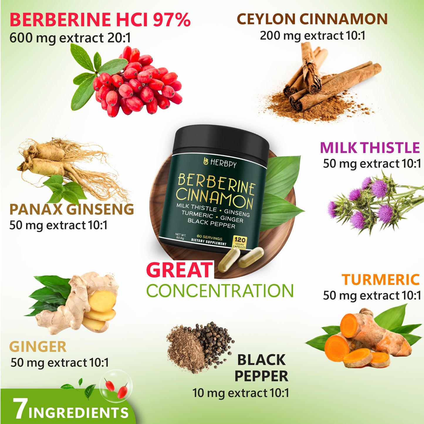 Herbpy Bundle 7in1 Berberine Supplement & 5in1 Valerian Root Capsules, 220 Capsules