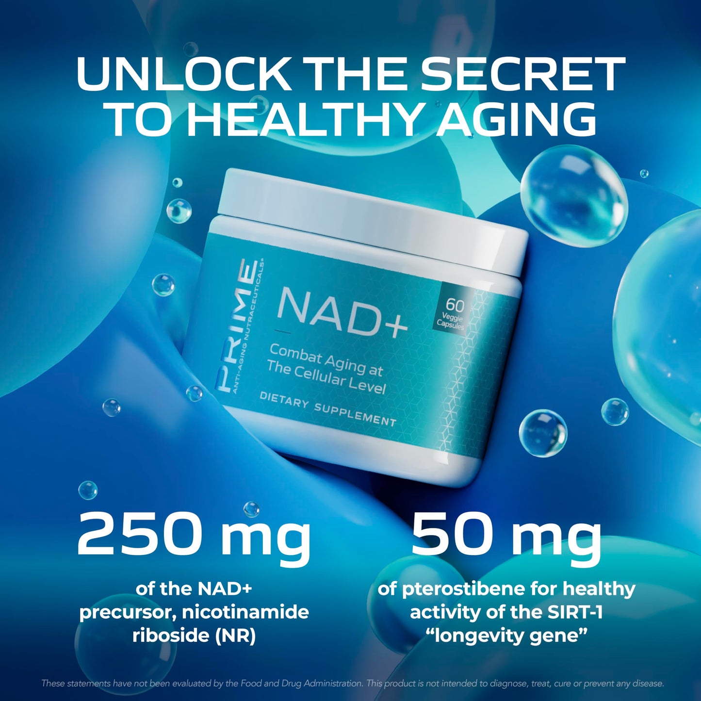 PRIME NAD+ Nicotinamide Riboside & Pterostilbene Capsule 60 Count