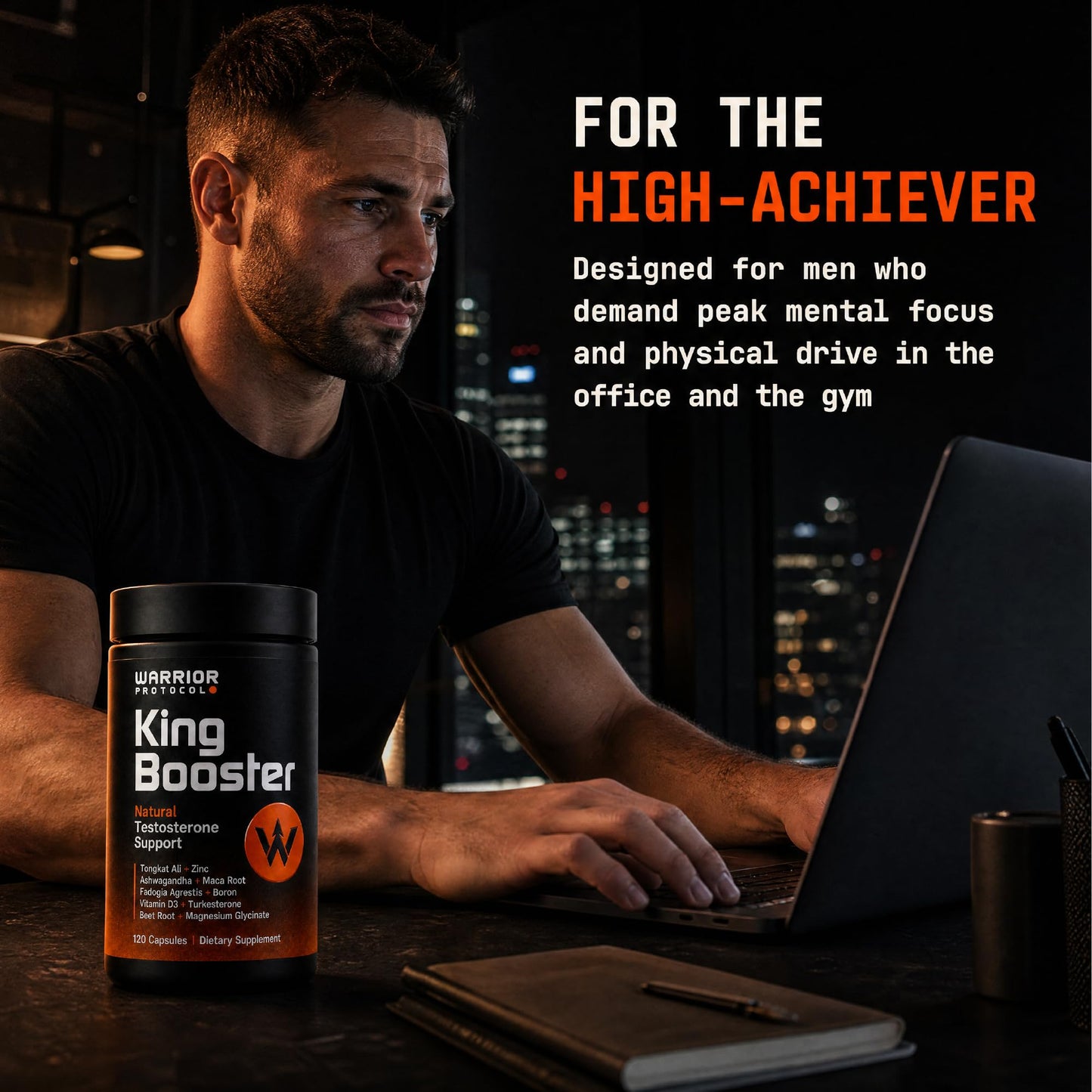 WARRIOR PROTOCOL King Booster Natural Testosterone Booster for Men Capsules 120 Count