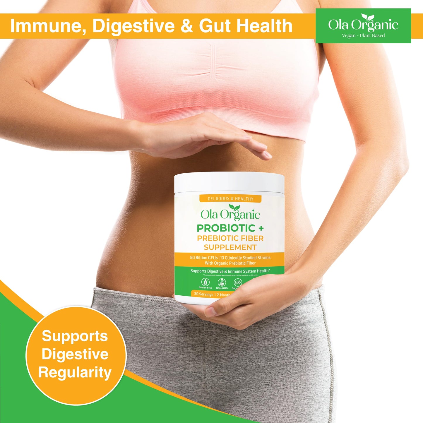 Ola Organic Probiotic Powder with Prebiotics, 10.58 oz