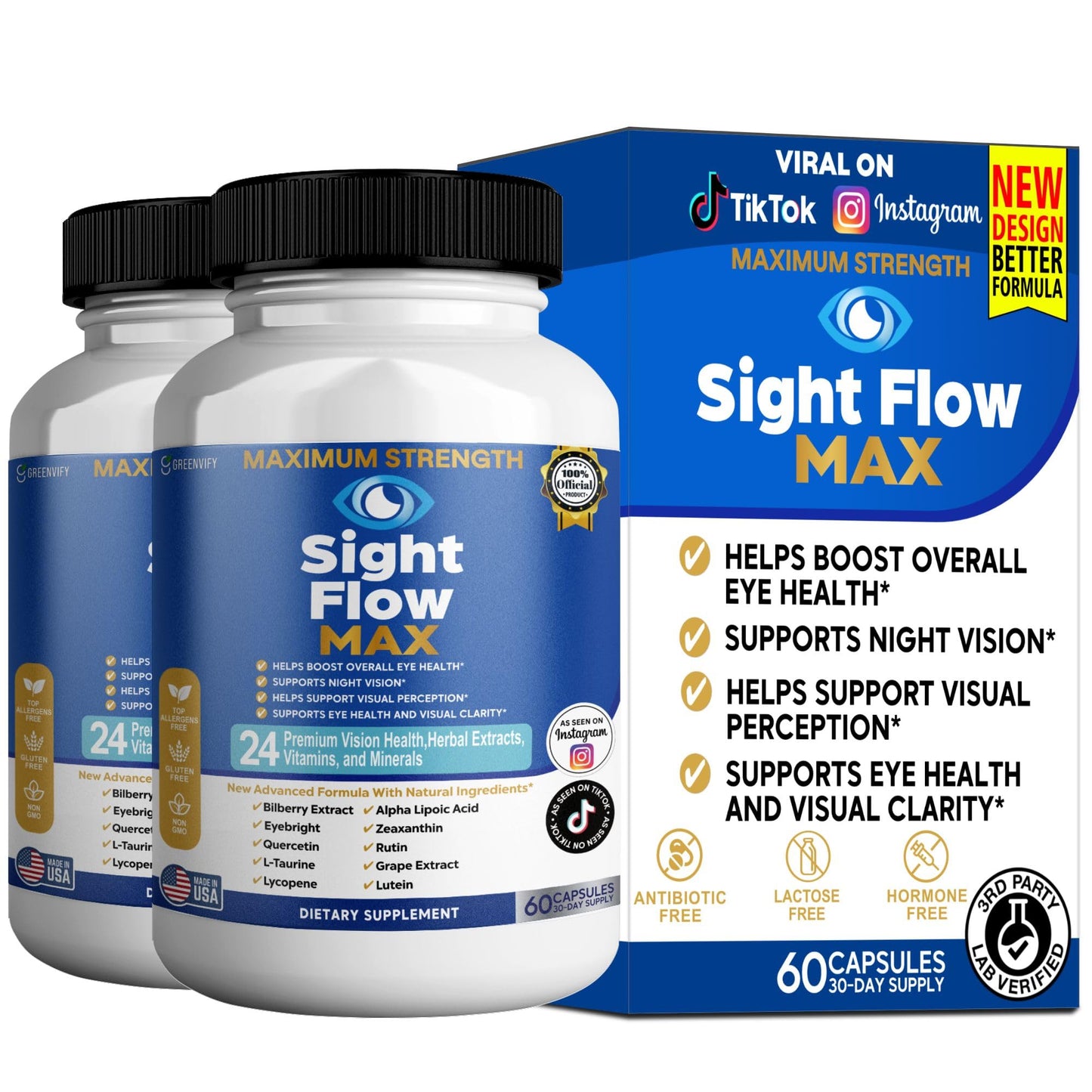 GREENVIFY Sight Flow Max Eye Health Supplement 60 Capsules