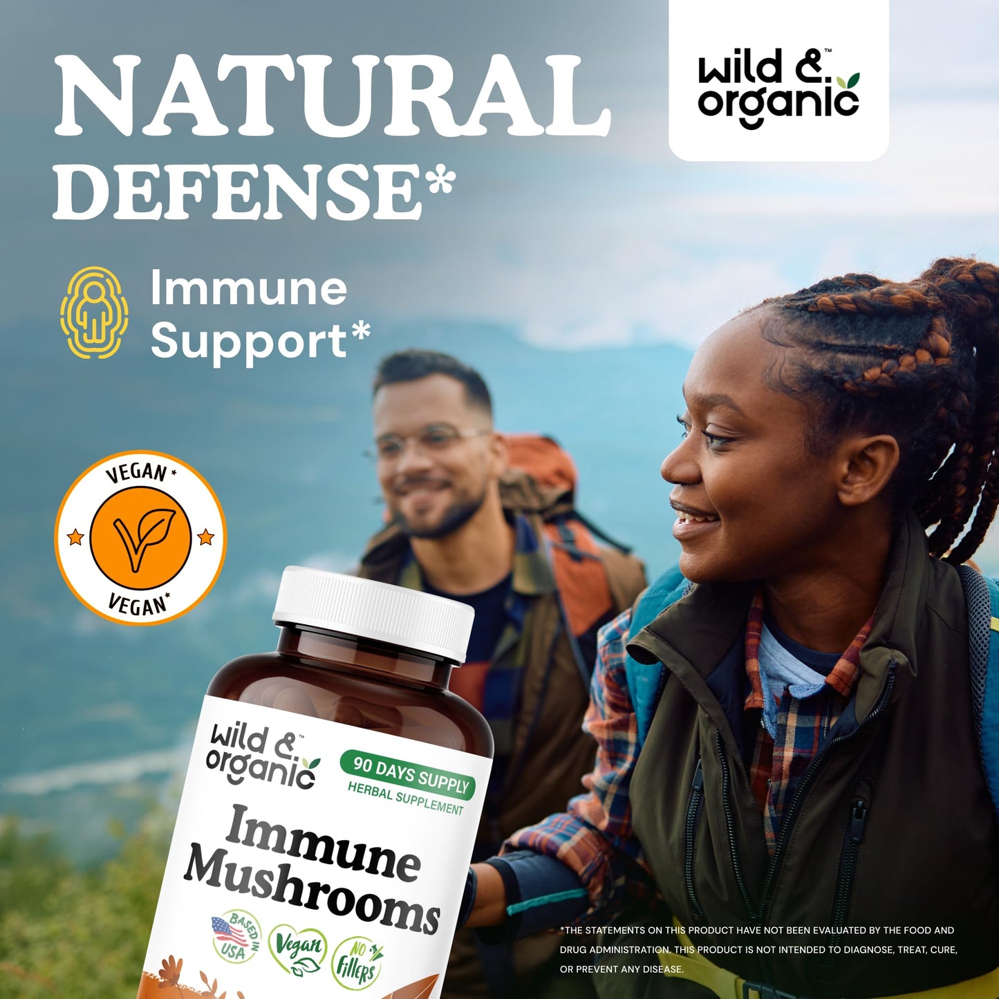 Wild & Organic Immune Mushroom Blend Capsules 180 Count