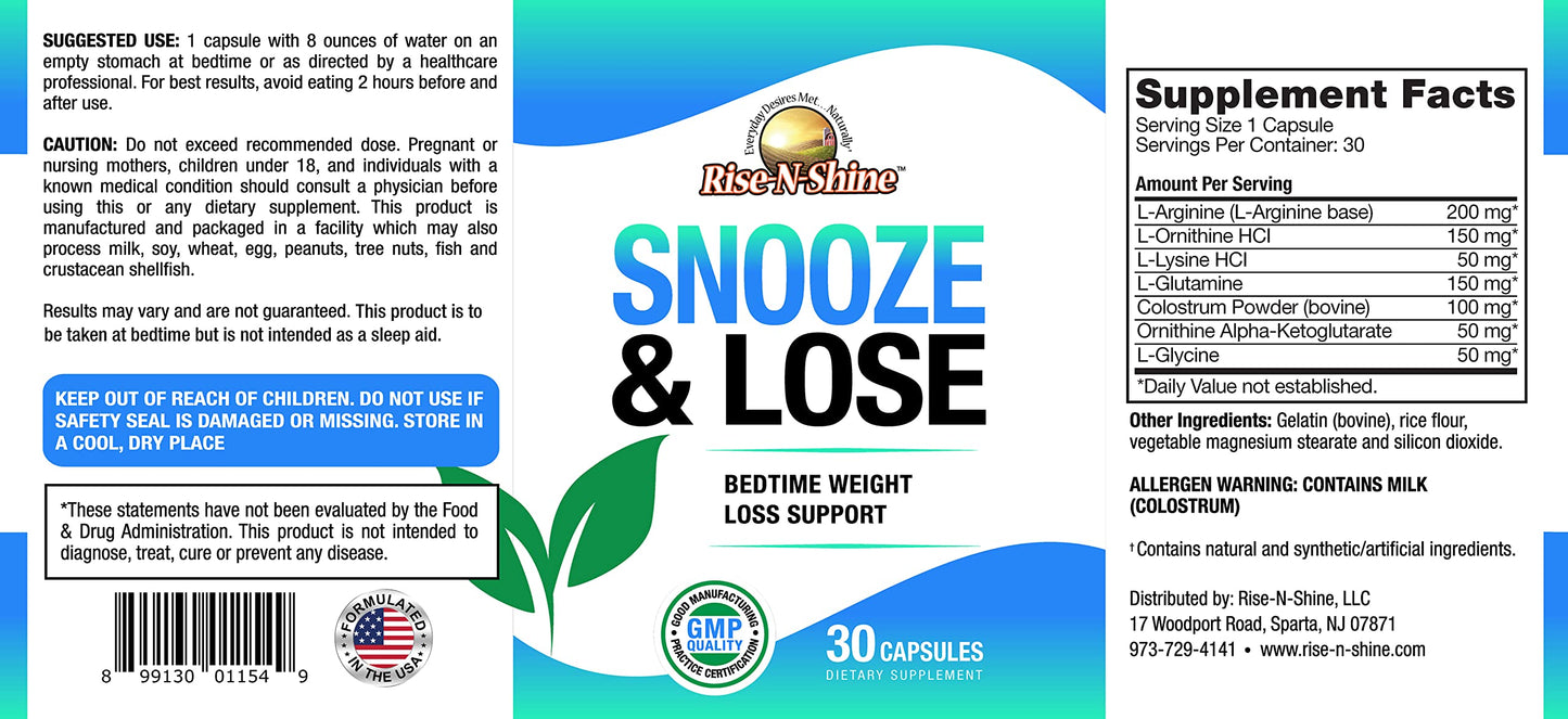 Rise-N-Shine Snooze & Lose Supplement Capsule 30 Count
