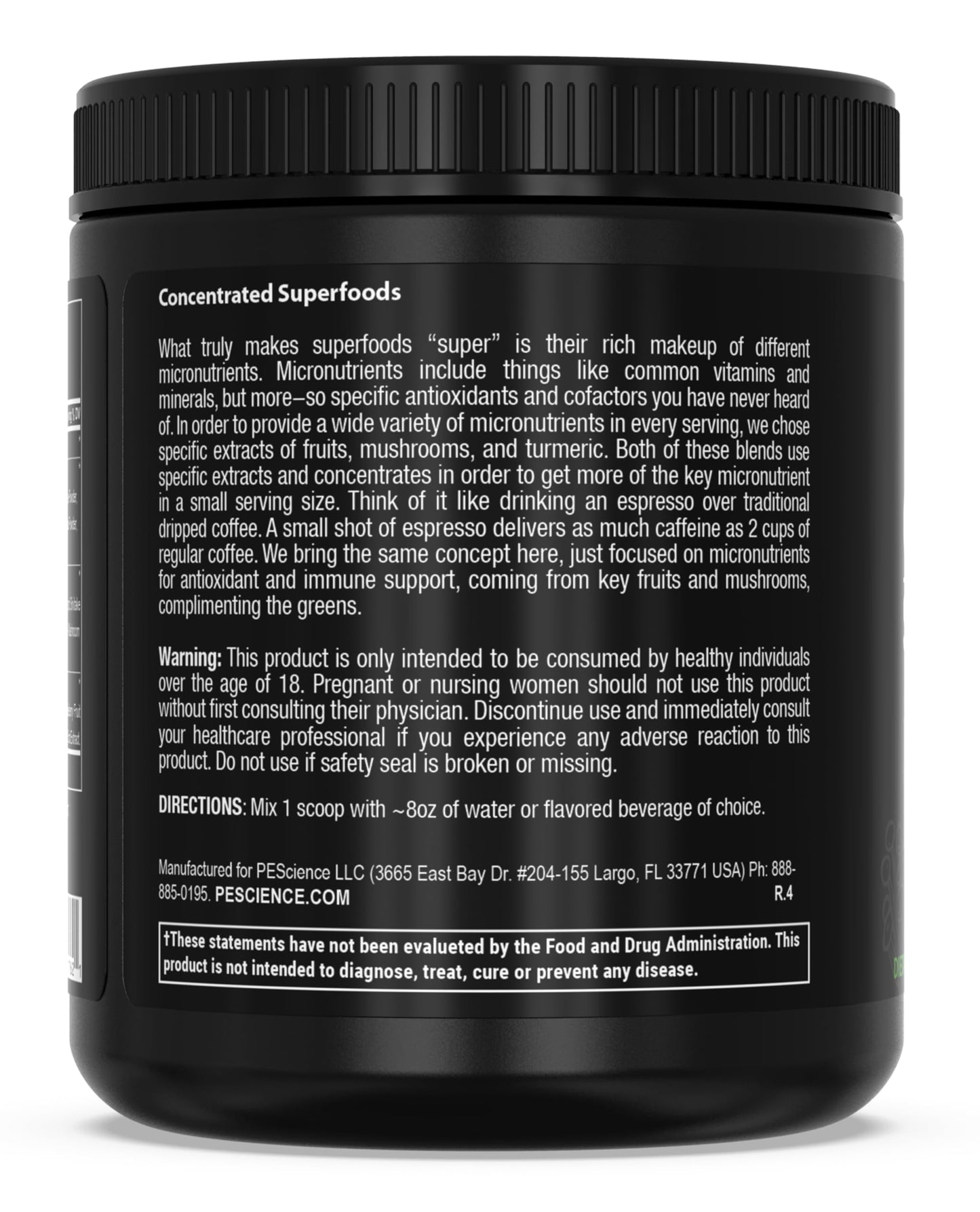 PEScience Greens Powder Superfood with Natural Chlorophyll, Reishi & Turkey Tail Mushroom Powders, Freeze-Dried Kale, Spinach, Broccoli Sprouts - Lime Flavor, 8