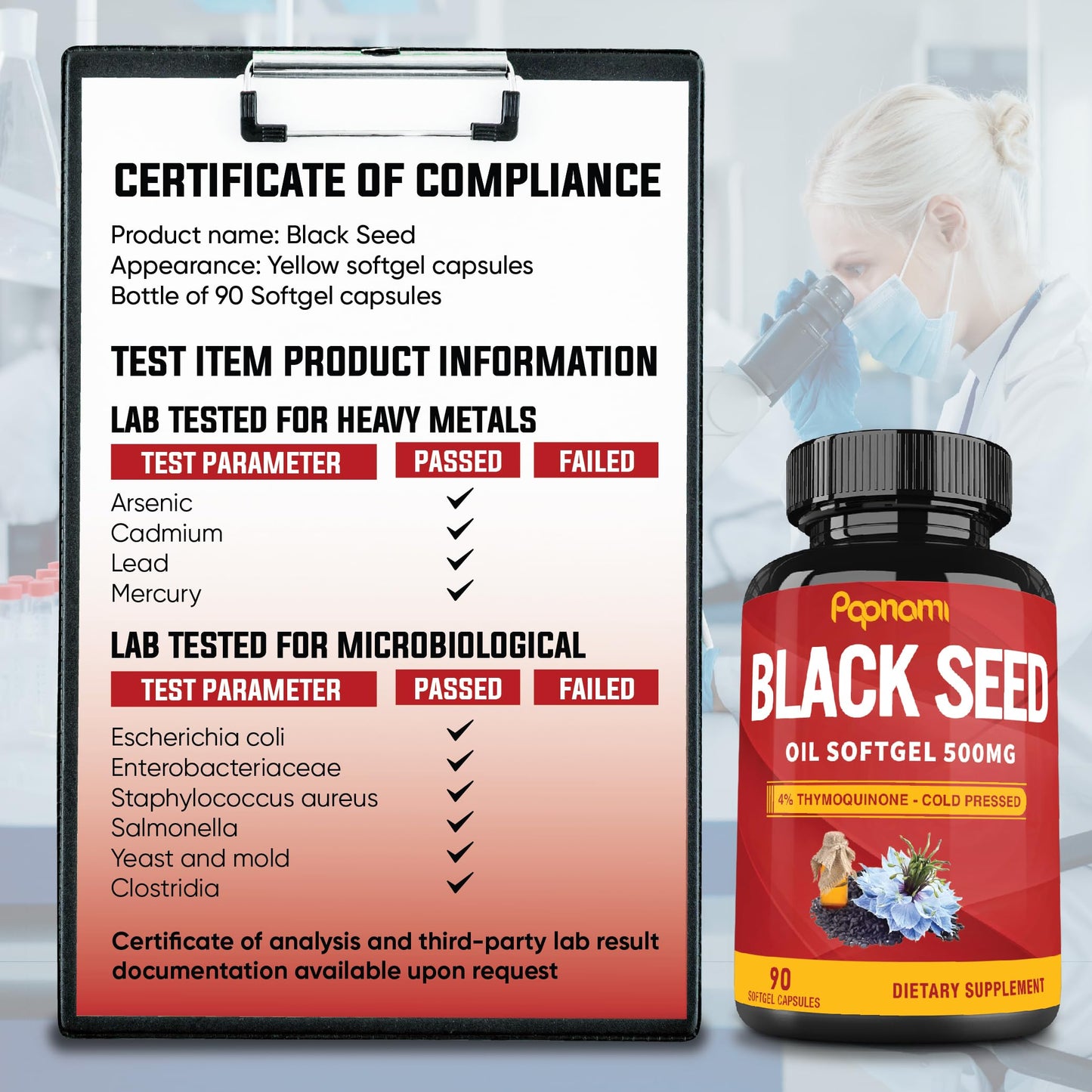 Papnami Premium Black Seed Oil Softgel Capsules, 90 Count