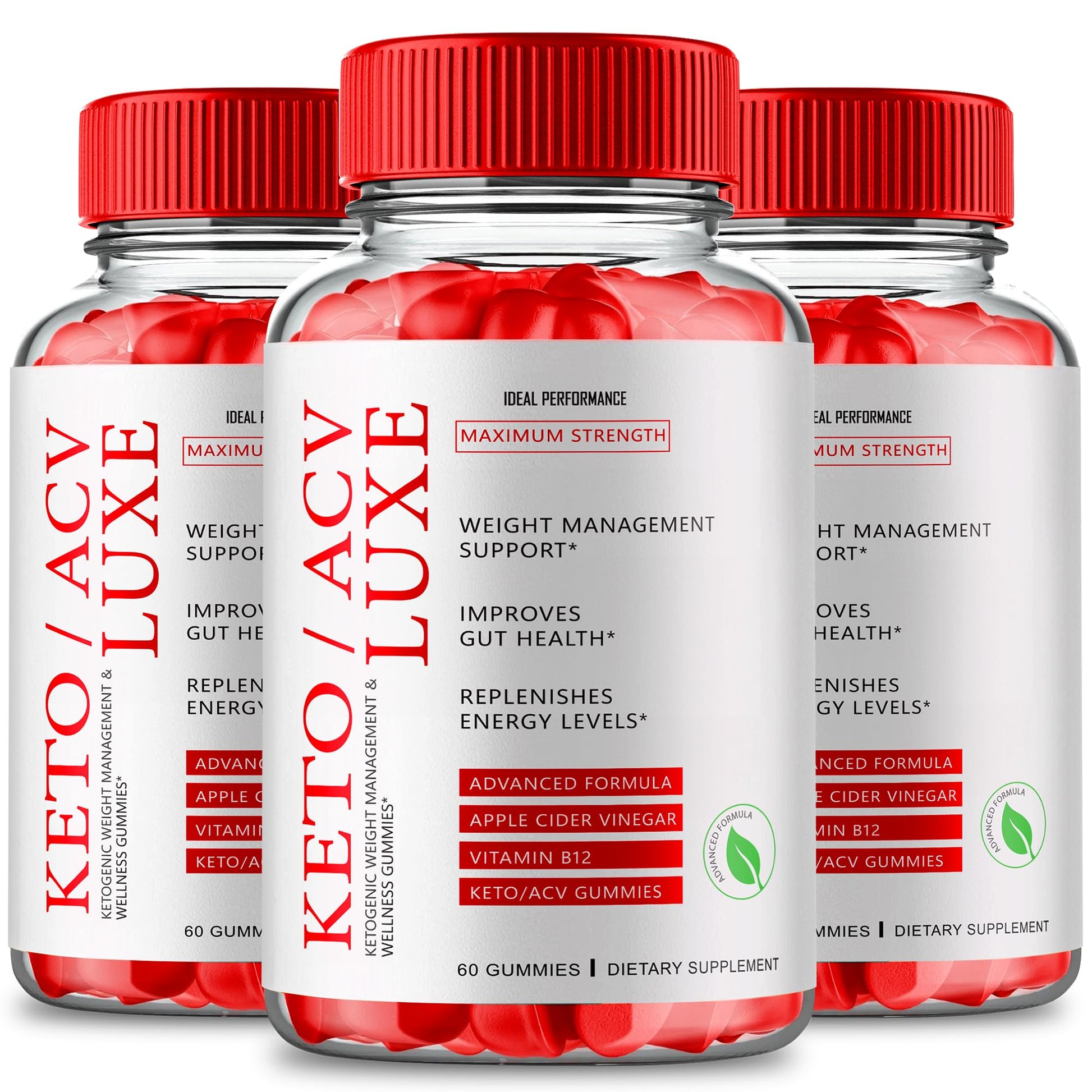 IDEAL PERFORMANCE Keto Luxe ACV Keto Supplement Gummies Maximum Strength All Natural Support Formula, Gummy, 180