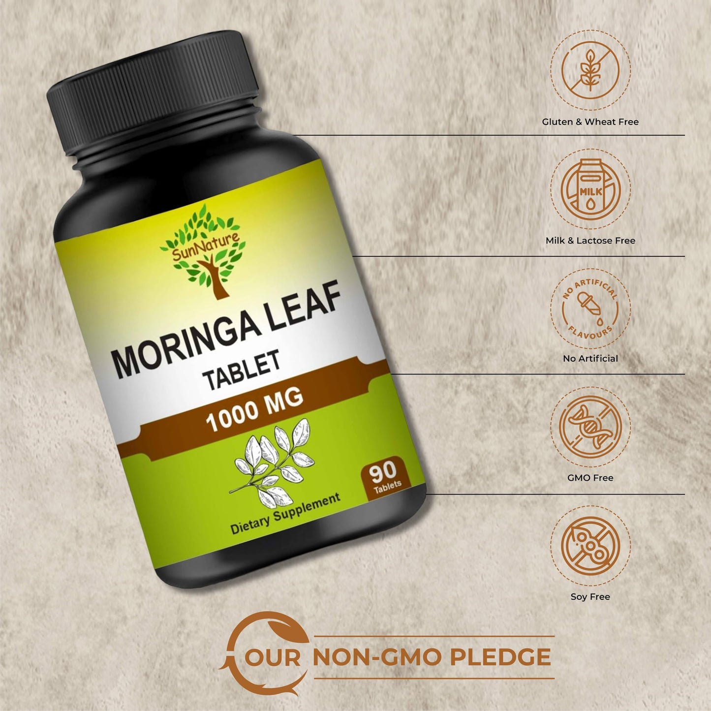 SunNature Moringa Leaf Tablets 1000 mg, 90 Tablets