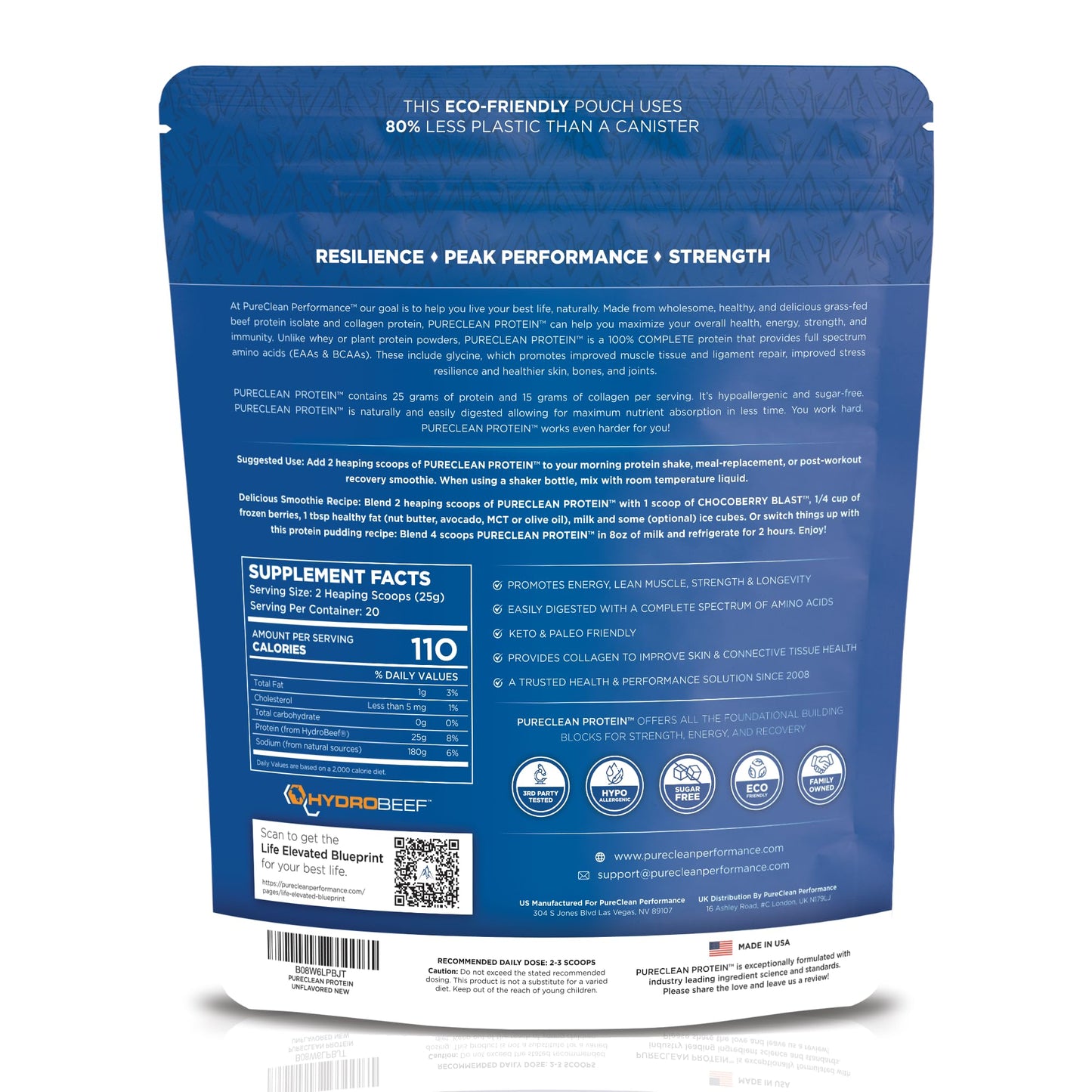 PureClean Performance Protein Powder Beef + Collagen Isolate, 1.1 lb