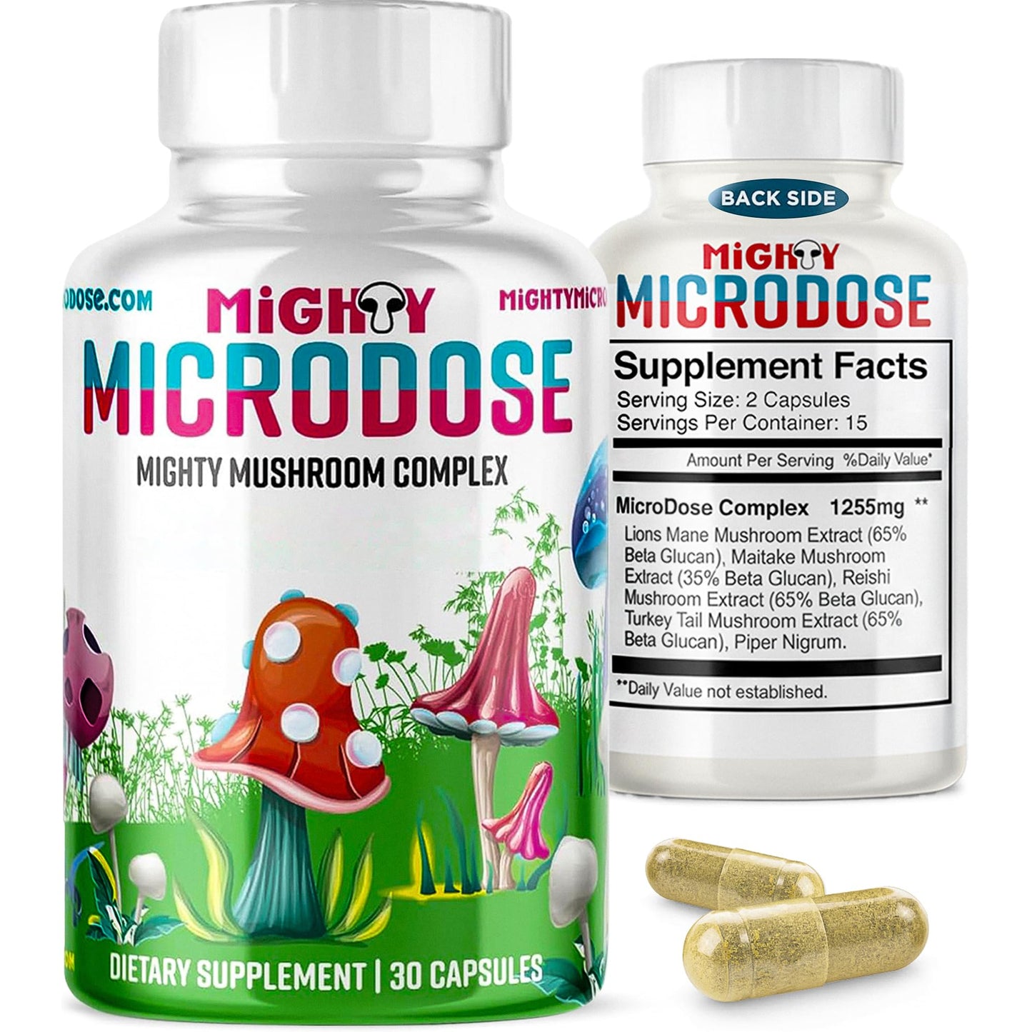 Mighty Microdose 5-Mushroom Nootropic Supplement Blend Capsules 30 Count
