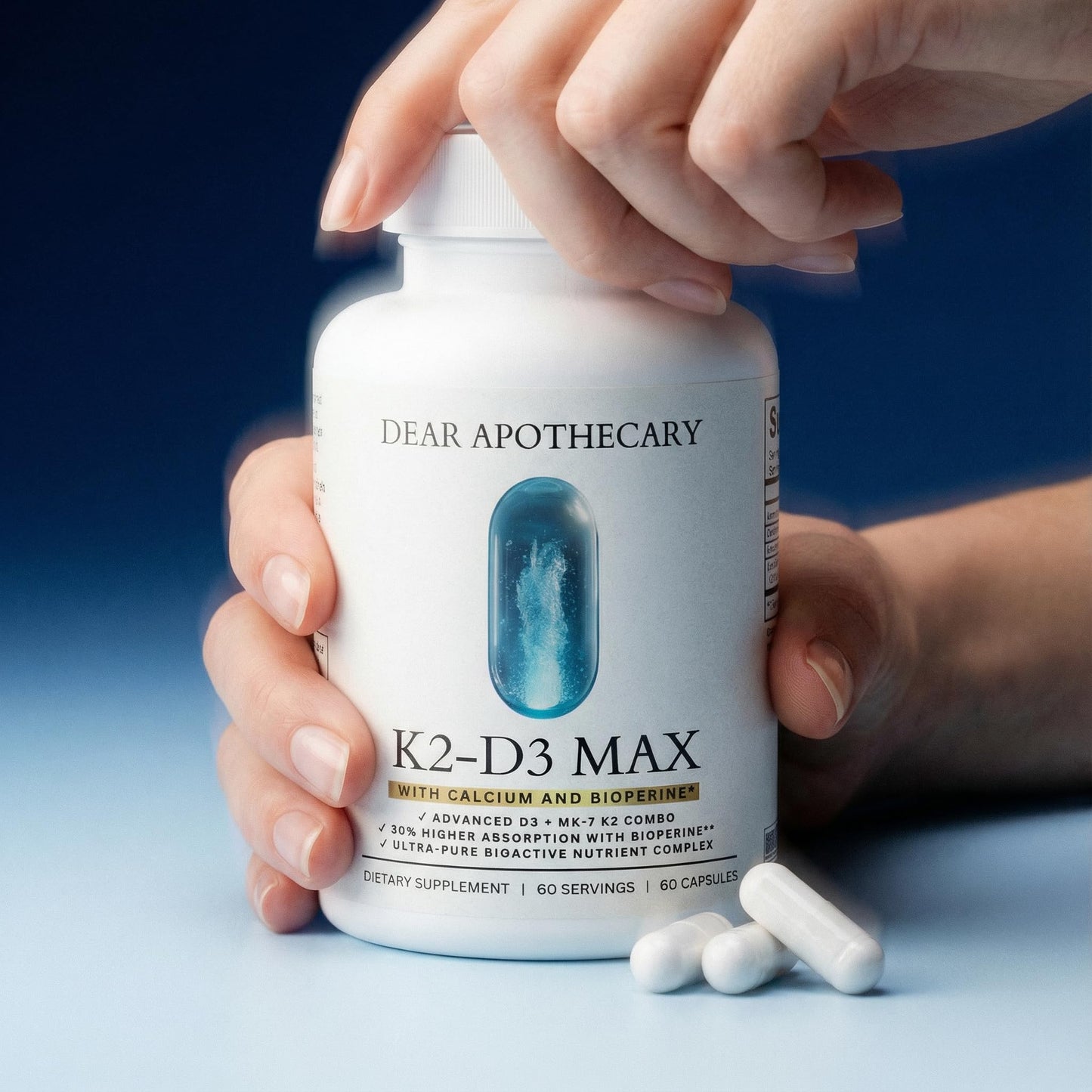 Dear Apothecary Vitamin D3 K2 Supplement 5000 IU with MK-7 100mcg, 60 Capsules