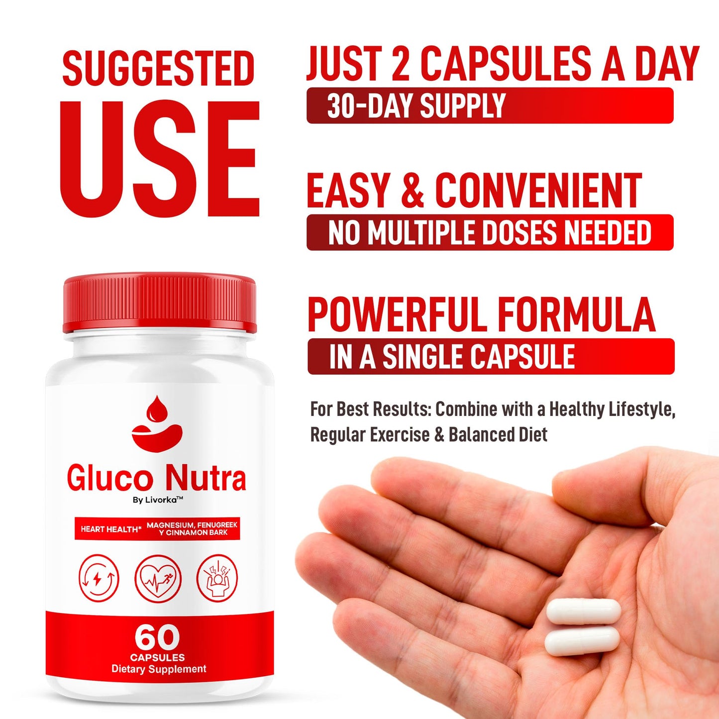LIVORKA Gluco Nutra Premium Balanced Formula Capsules, 60 Count