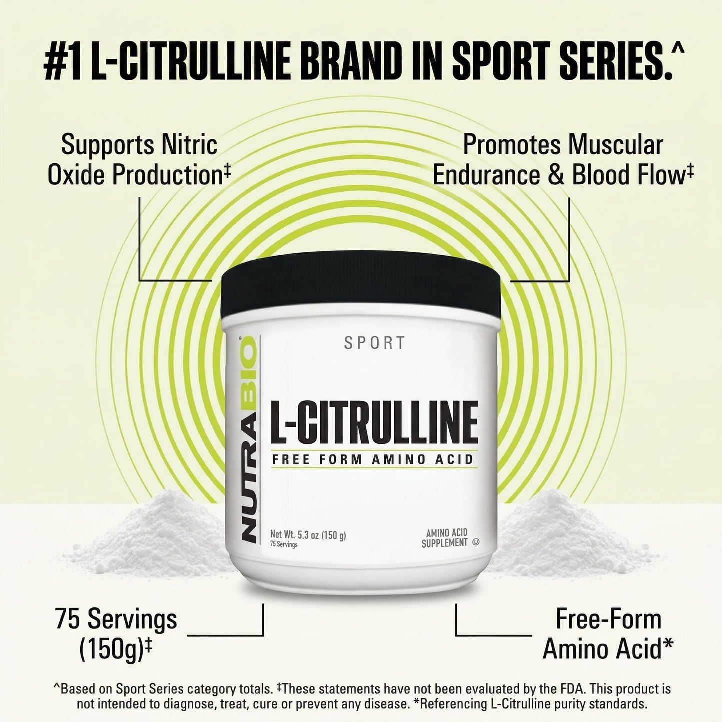 NutraBio L-Citrulline Free-Form Amino Acid Powder, 5.3 oz