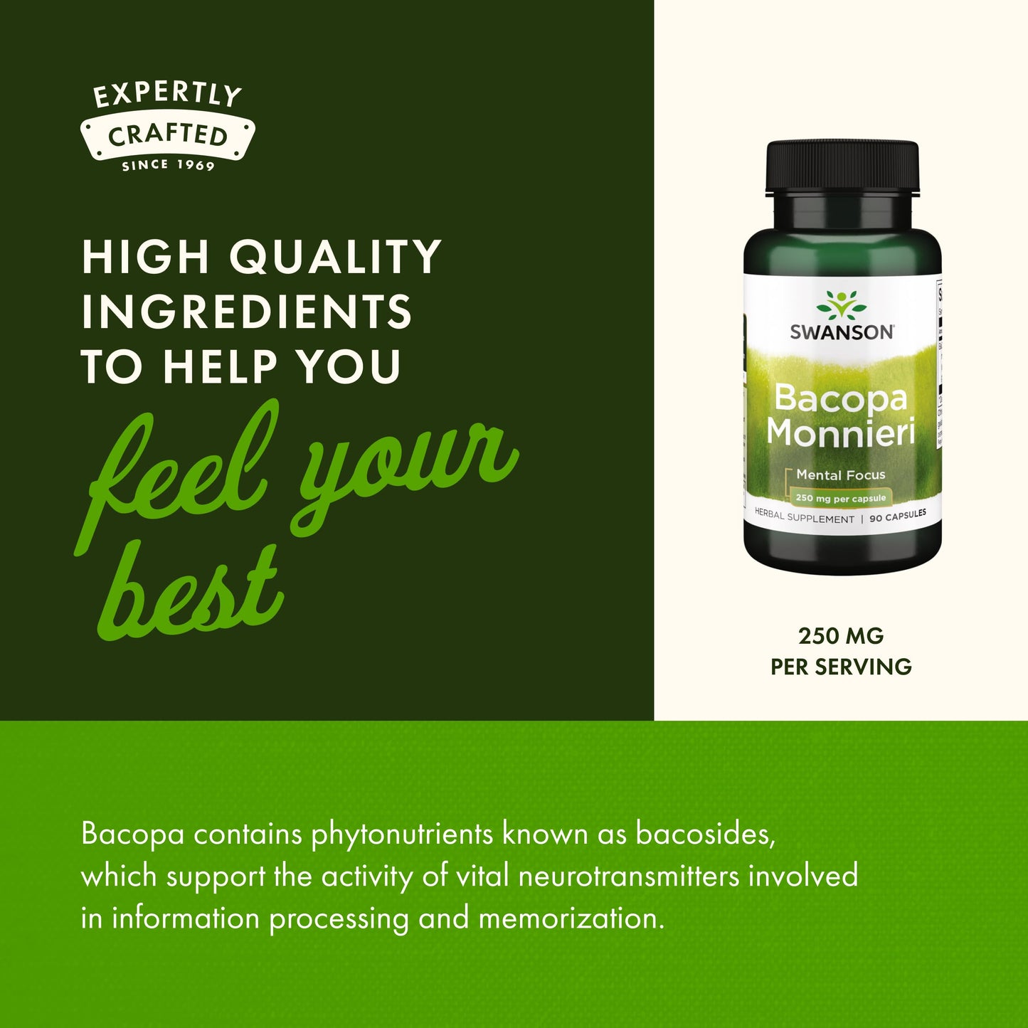 Swanson Bacopa Monnieri Extract Bacognize 250 mg Capsules 90 Count
