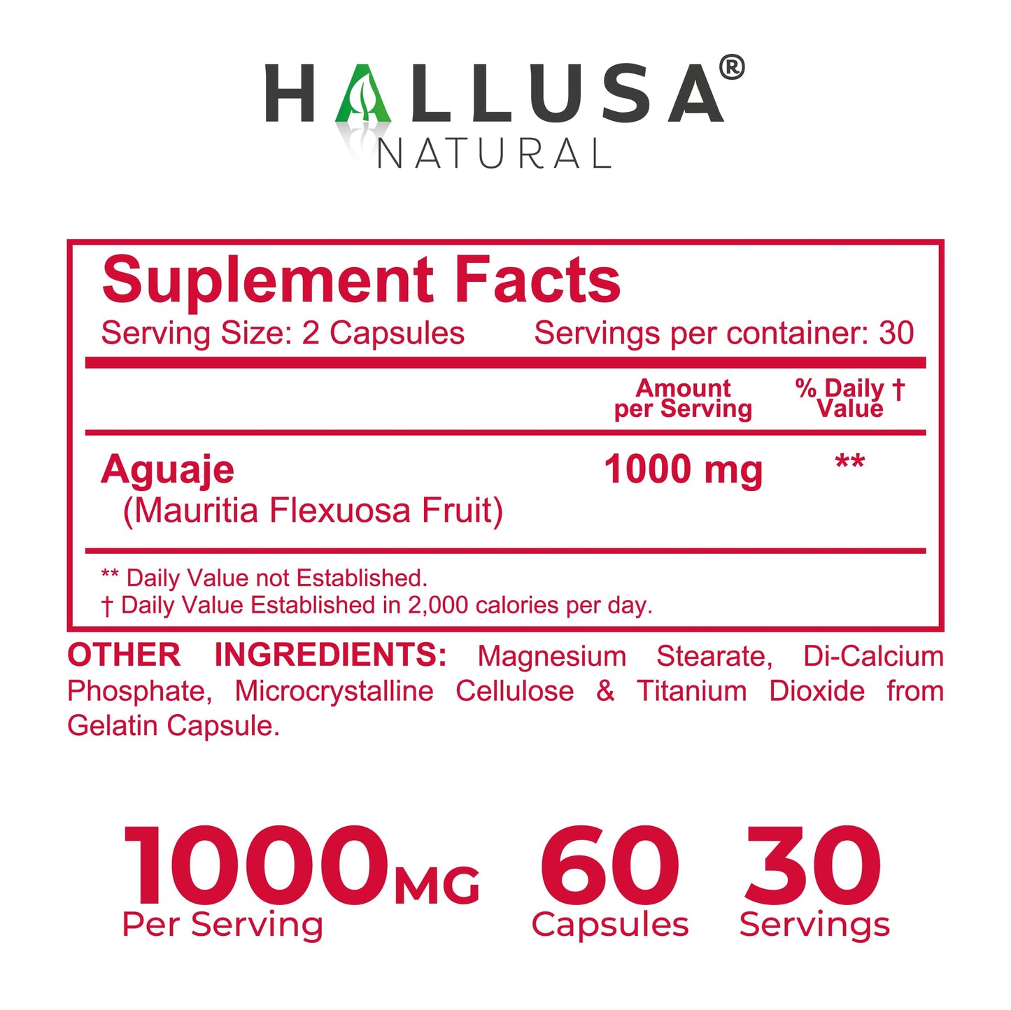 Hallusa Natural HALLGIRL Aguaje Curves Capsules 60 Count