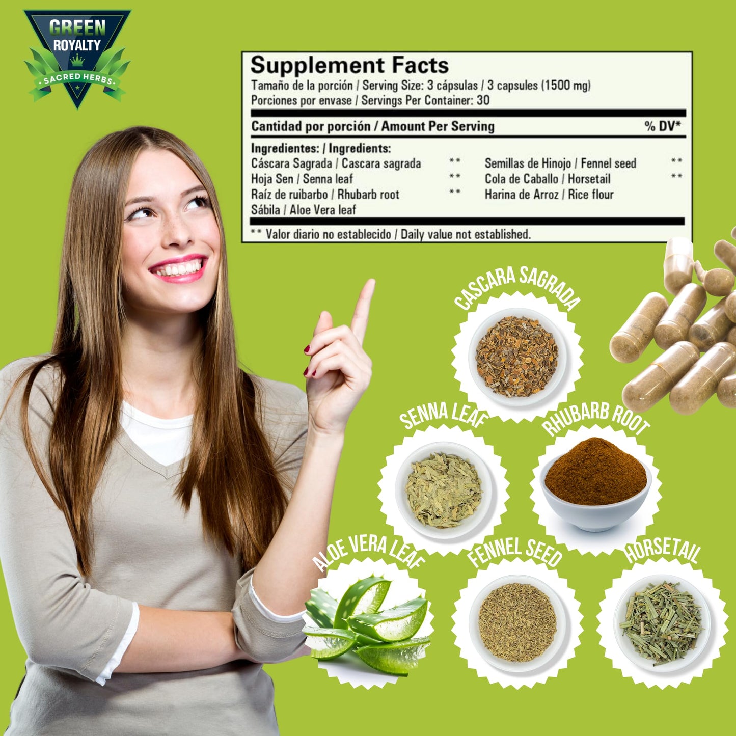 GREEN ROYALTY Total Cleanse Detox Capsules 90 Count