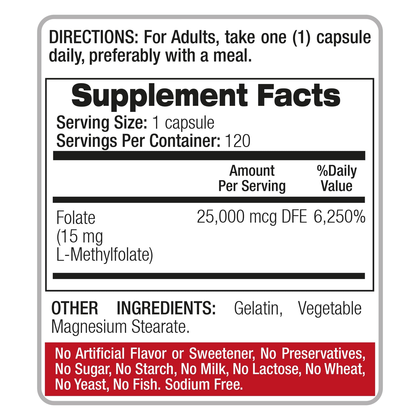 FITO MEDIC'S Lab Methylfolate Supplement Folate Formula Capsule, 120 Capsules