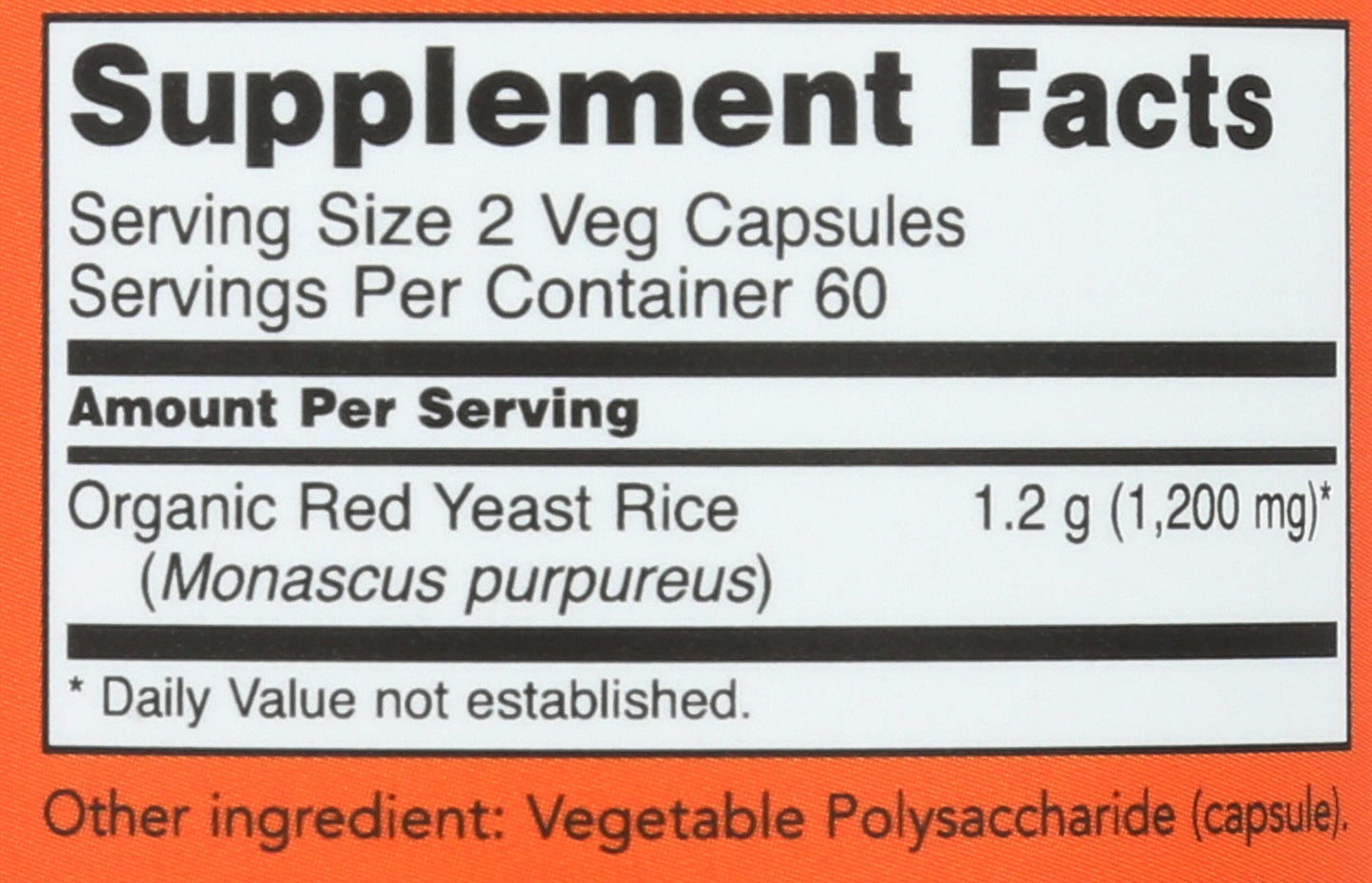 NOW Foods Red Yeast Rice 600mg Capsule, 120 Count