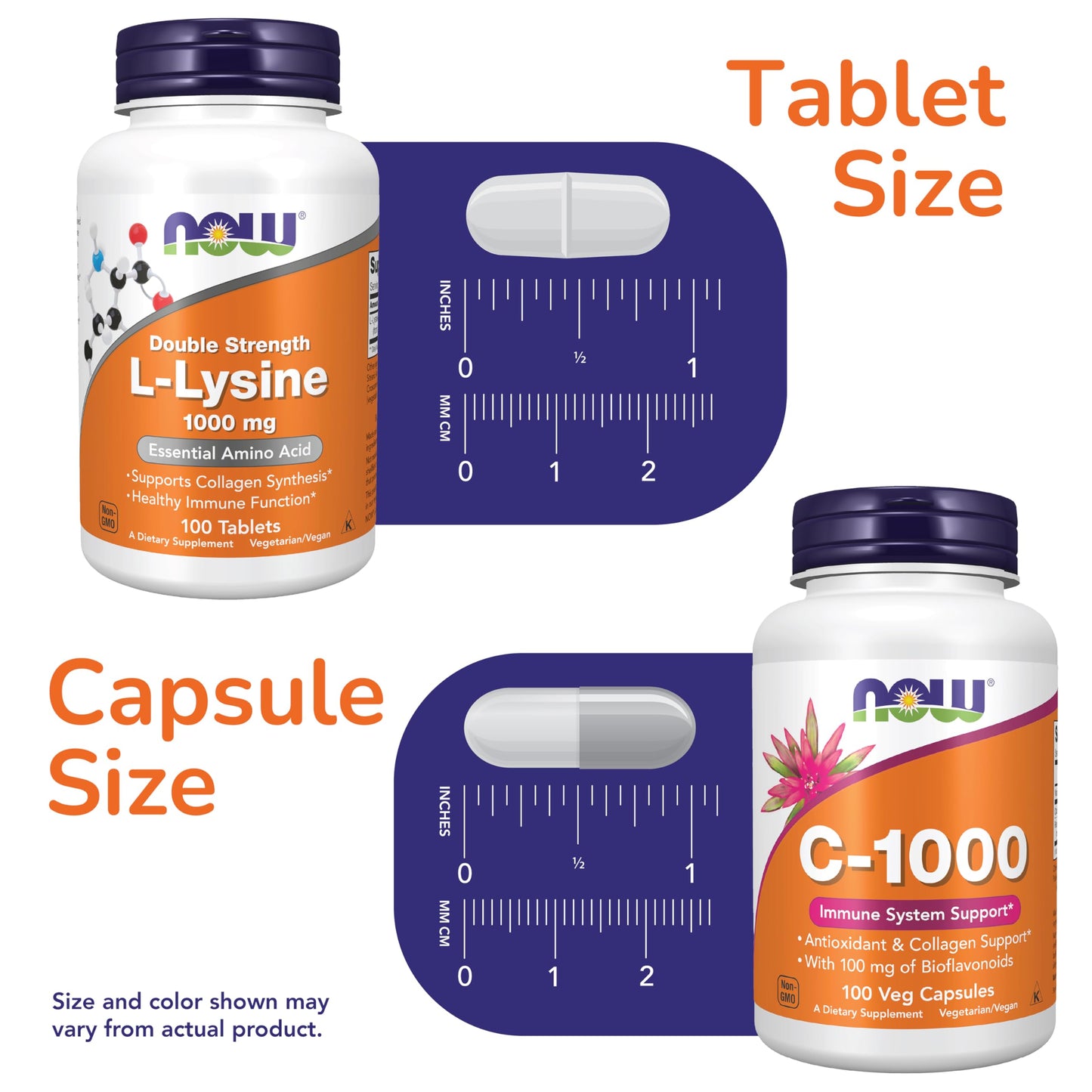 NOW Foods L-Lysine + Vitamin C Capsules 200 Count