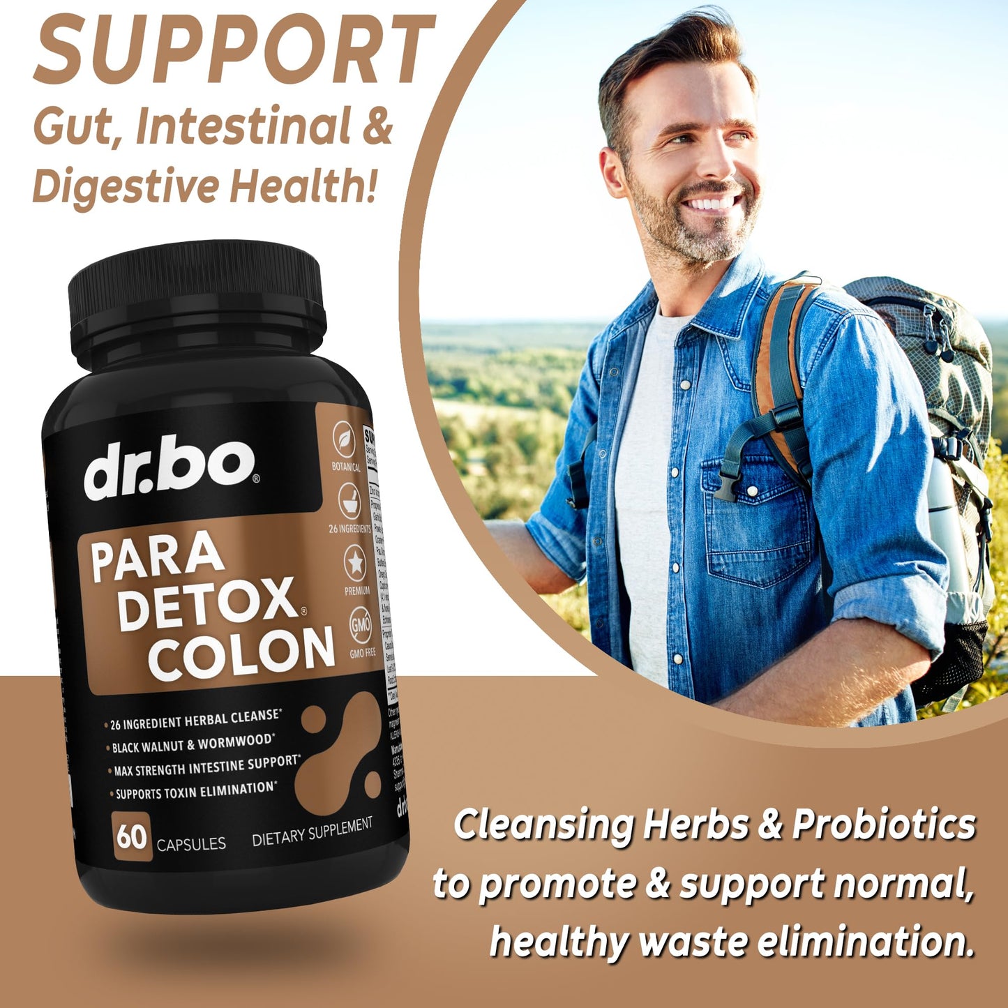 DR. BO Colon Cleanse Detox Capsules, 60 Count