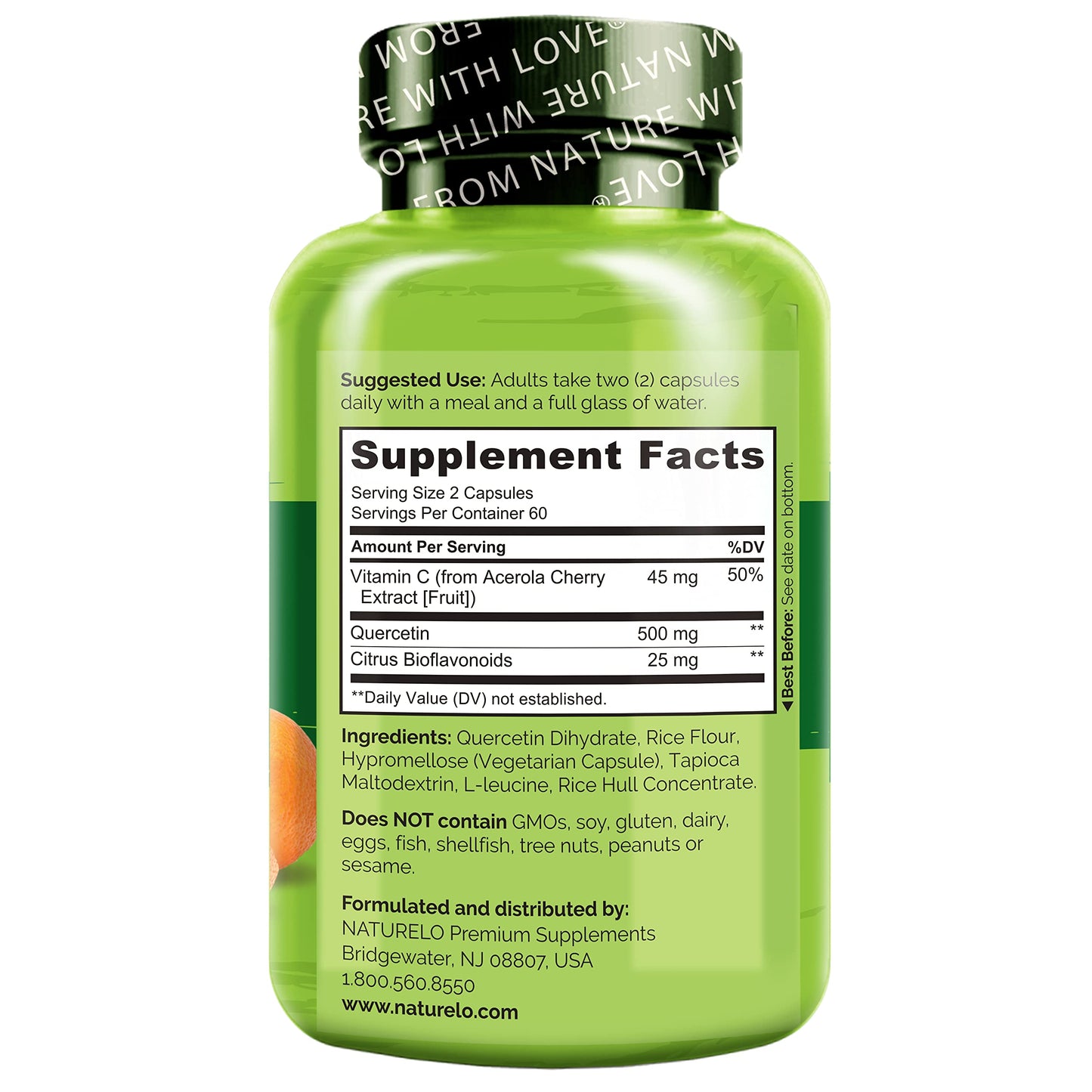 NATURELO Quercetin Citrus Bioflavonoid Complex with Enhanced Absorption Capsules, 120 Count