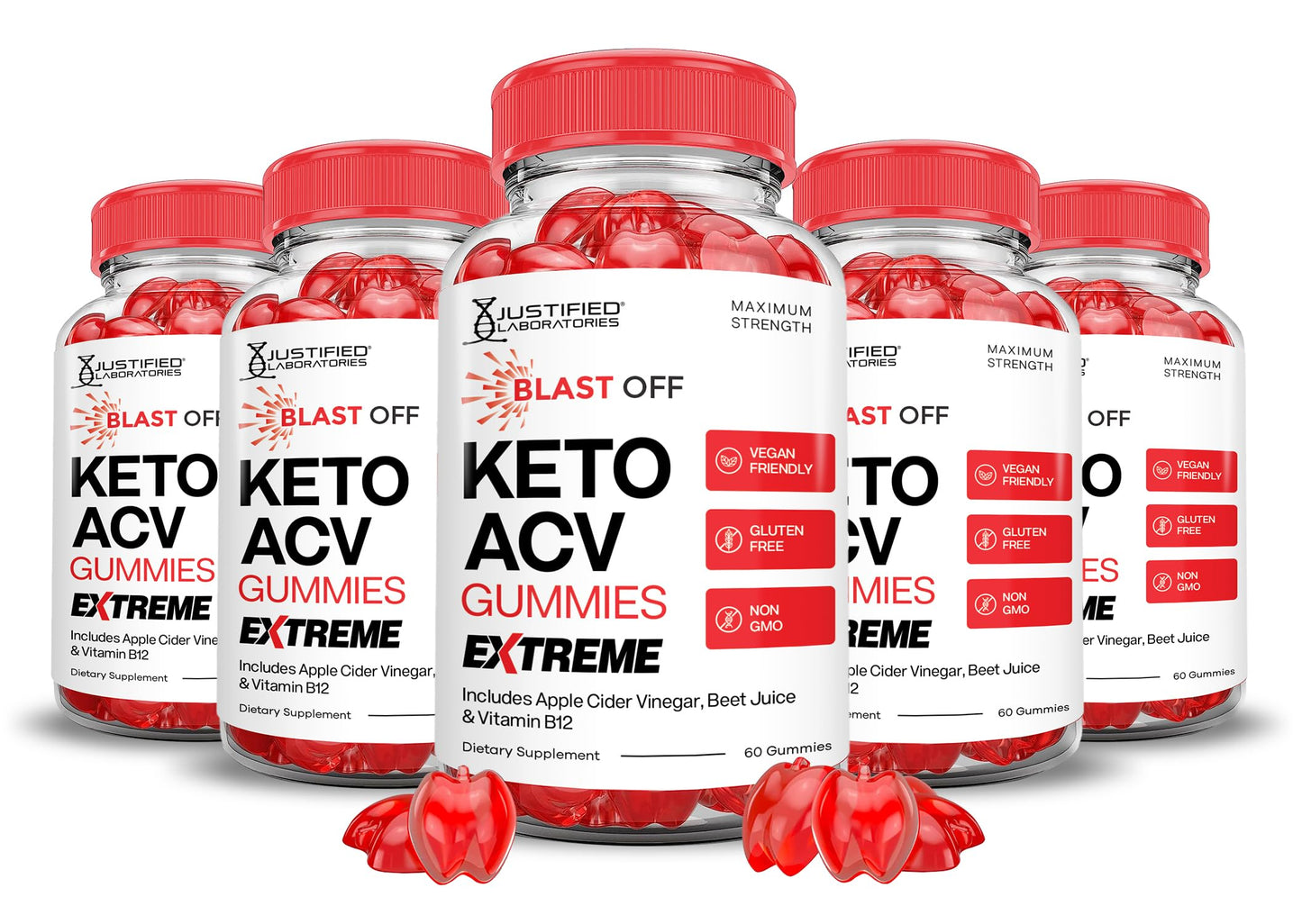 Justified Laboratories Blast Off Keto ACV Gummies Extreme 2000MG, 300 Gummies