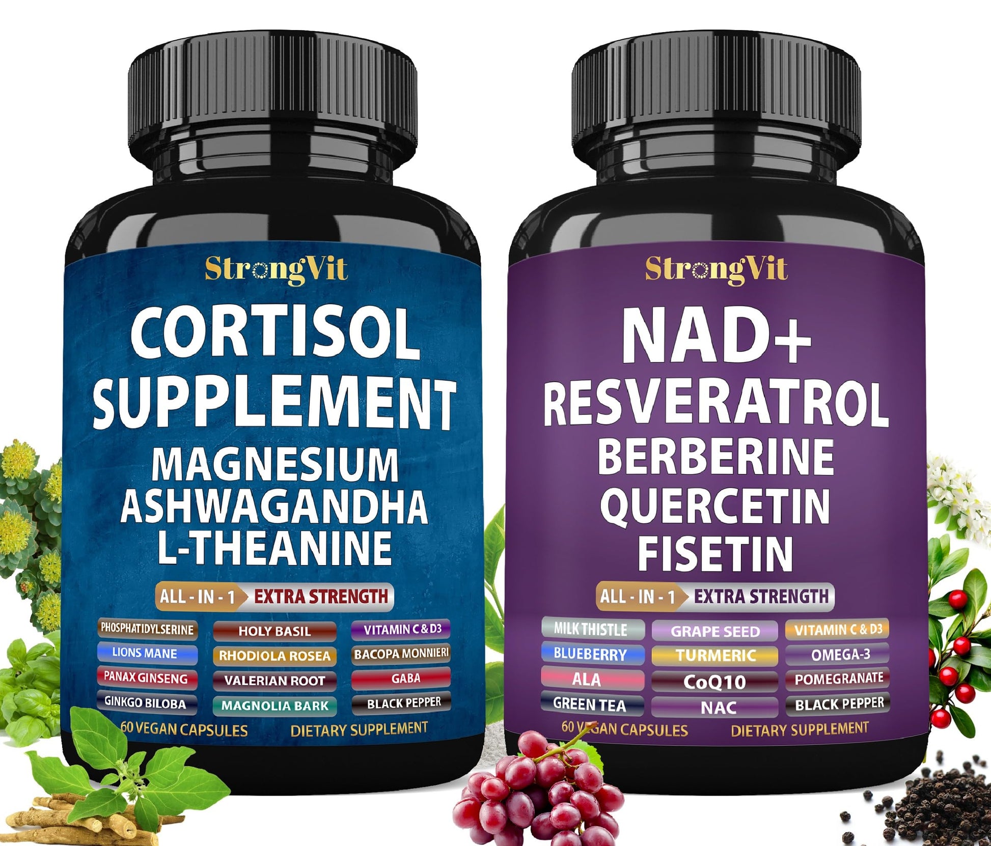 StrongVit Cortisol & NAD Supplement 120 Capsules