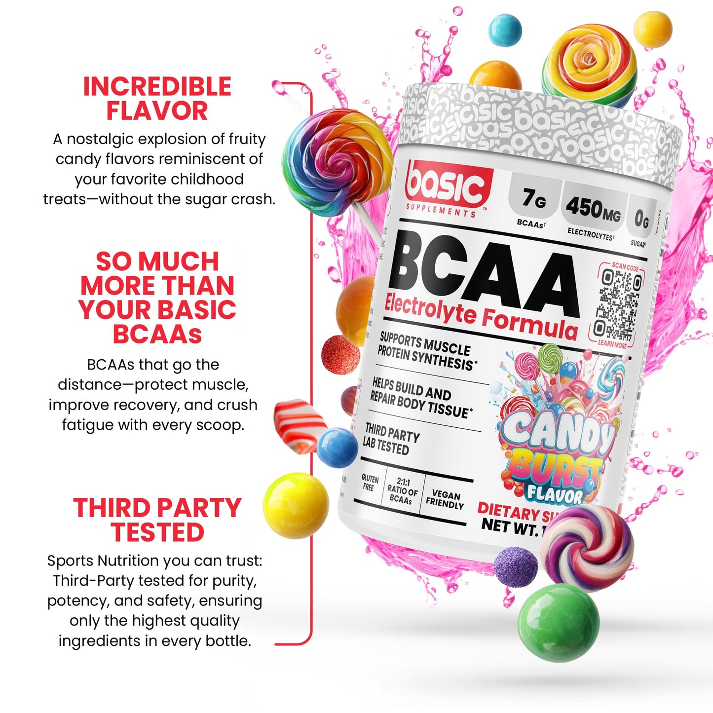 BASIC SUPPLEMENTS BCAA Powder 22.2 oz