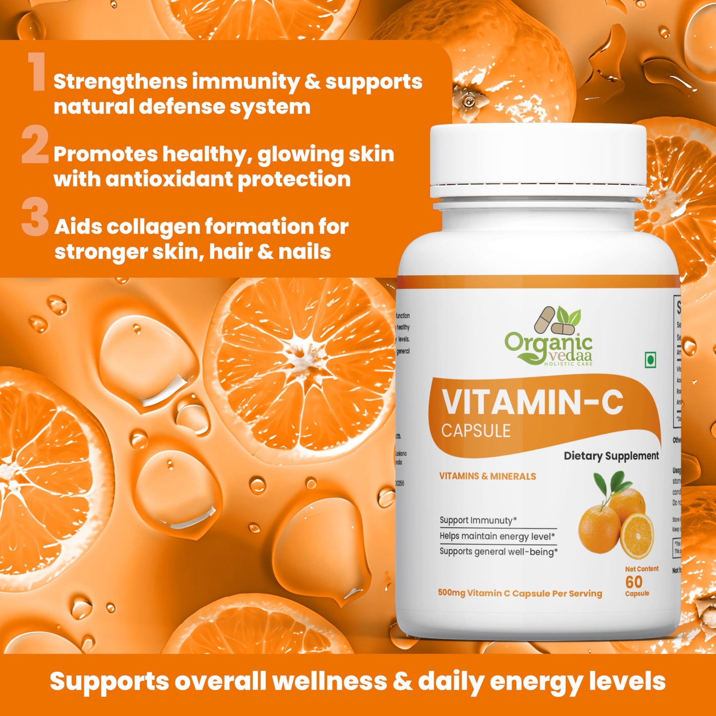 ORGANIC VEDAA HOLISTIC CARE Natural Fiber Supplement for Digestive Health & Regularity Capsule 1 Count