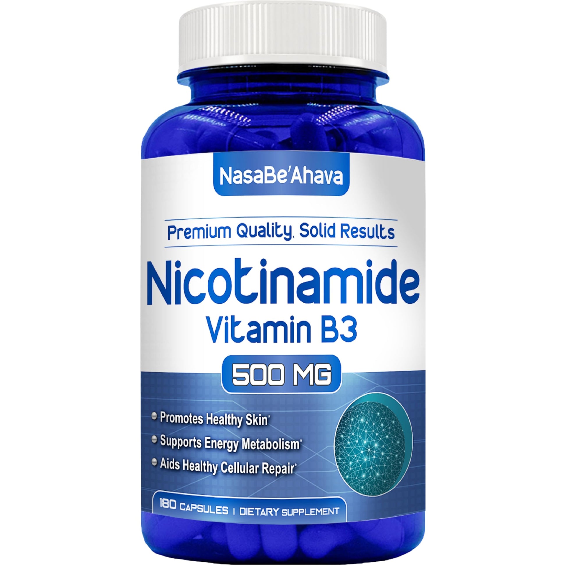 NasaBeahava Vitamin B3 Nicotinamide 500mg Capsules 180 Count