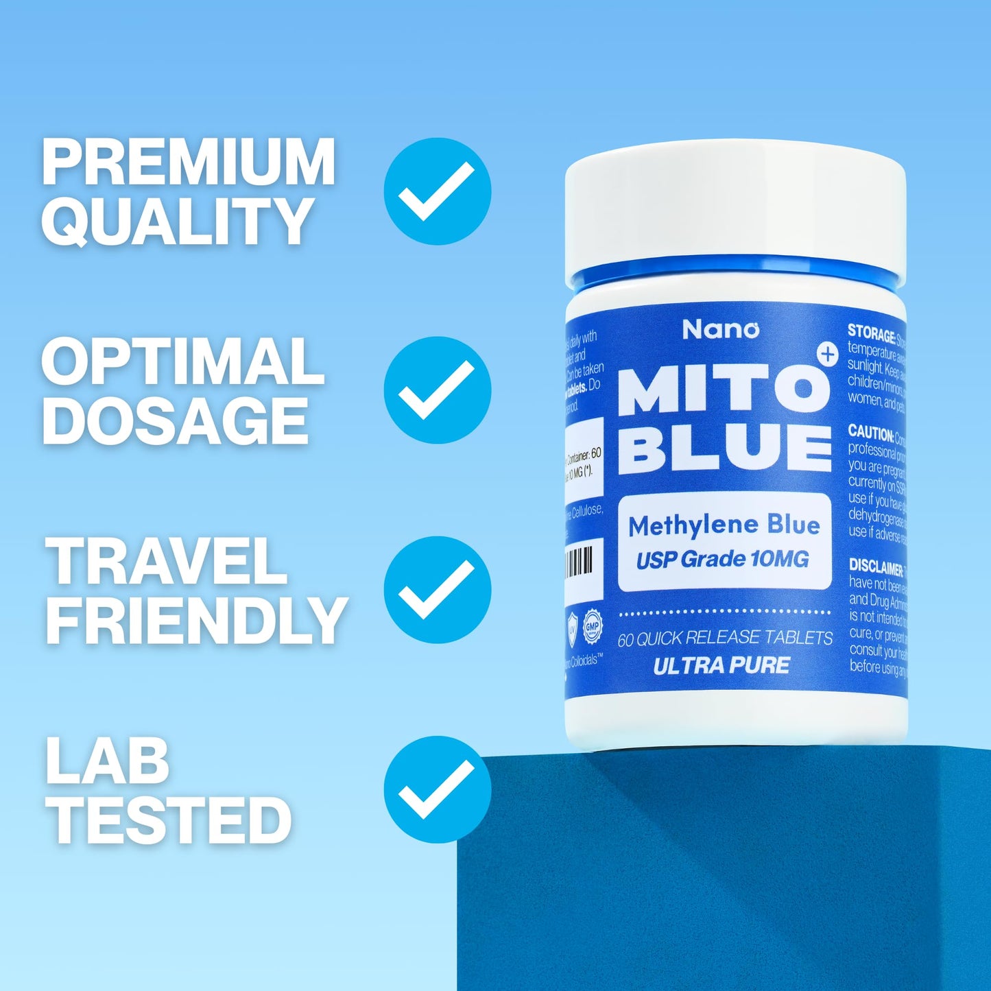 MIT0BLUE Methylene Blue Tablet 60 Count