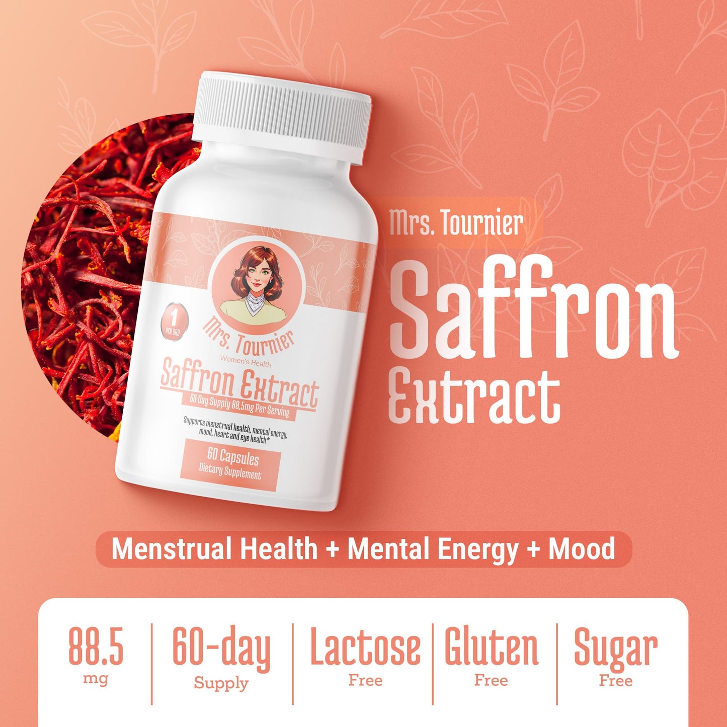Mrs. Tournier Women's Health Saffron 88.5mg 60 Capsules