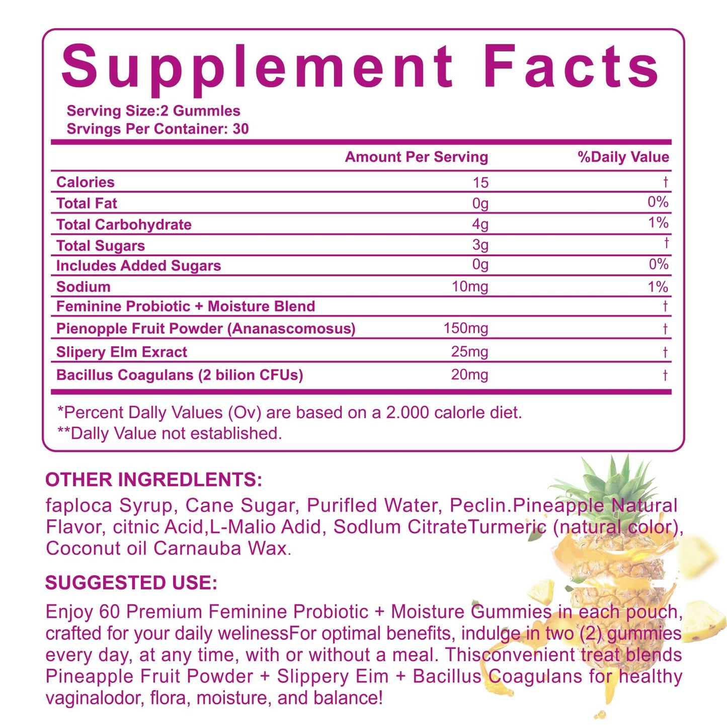 Yalei Slippery Kitty Probiotic Gummy 60 Count