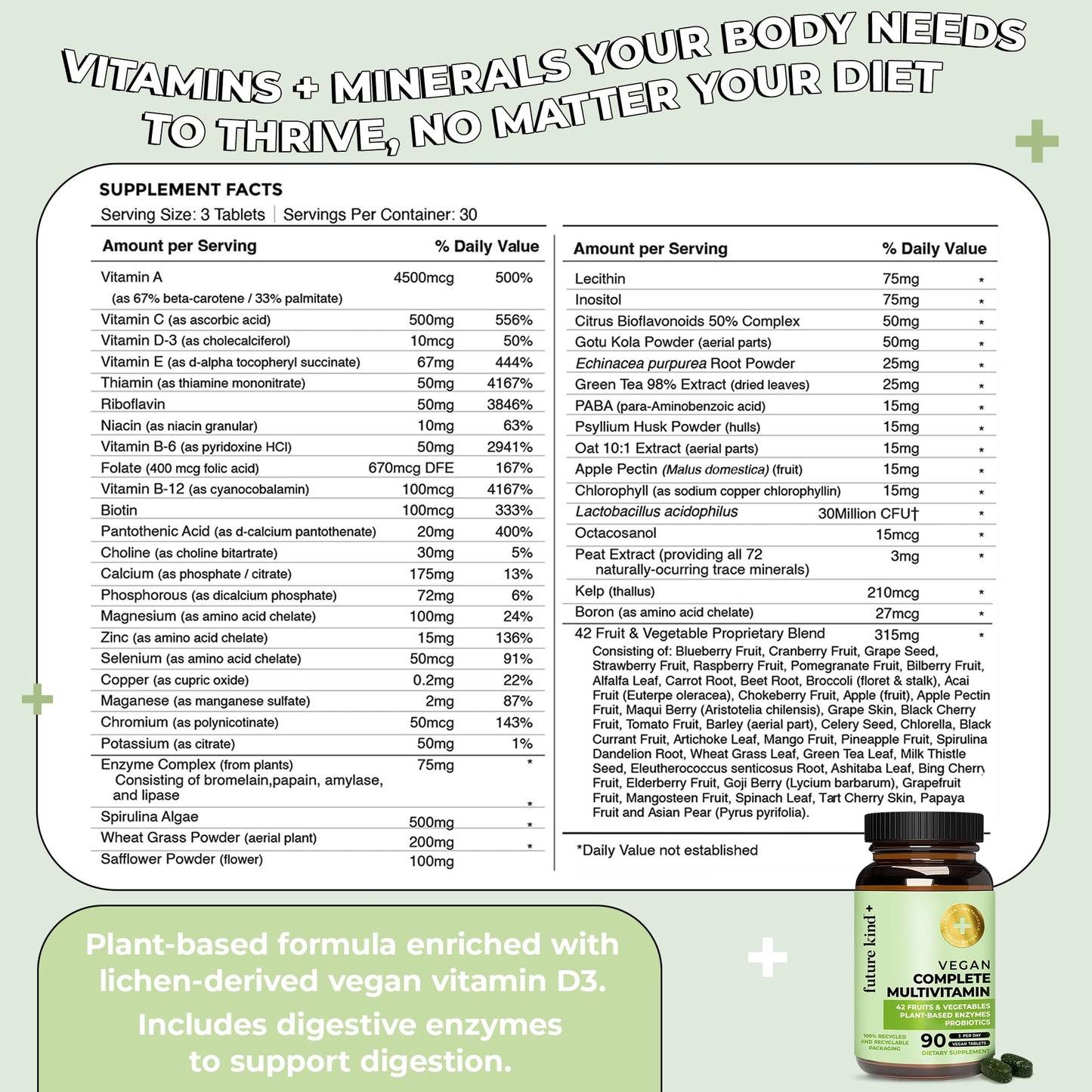 Future Kind Vegan Multivitamins Complete Capsules 90 Count