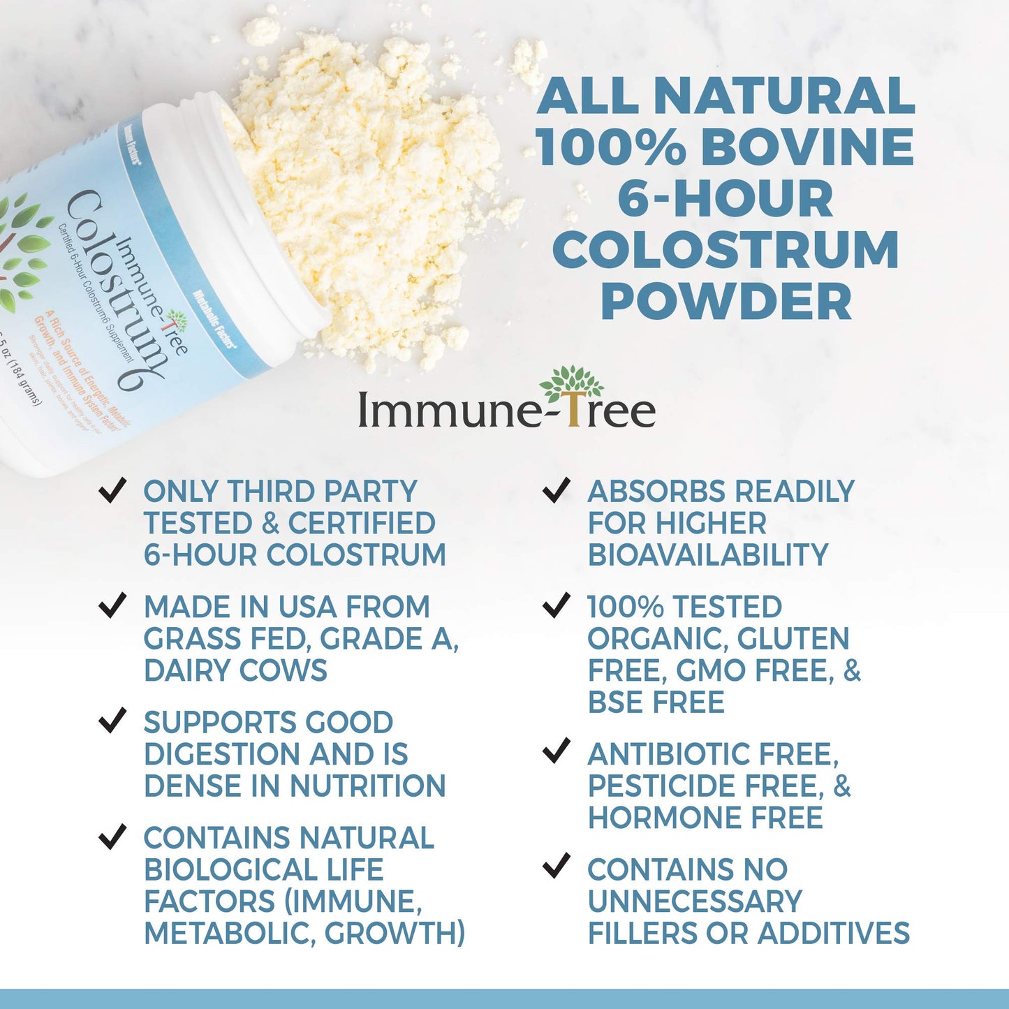 Immune-Tree 100% Bovine Colostrum Powder, 6.5 oz, 120 Servings
