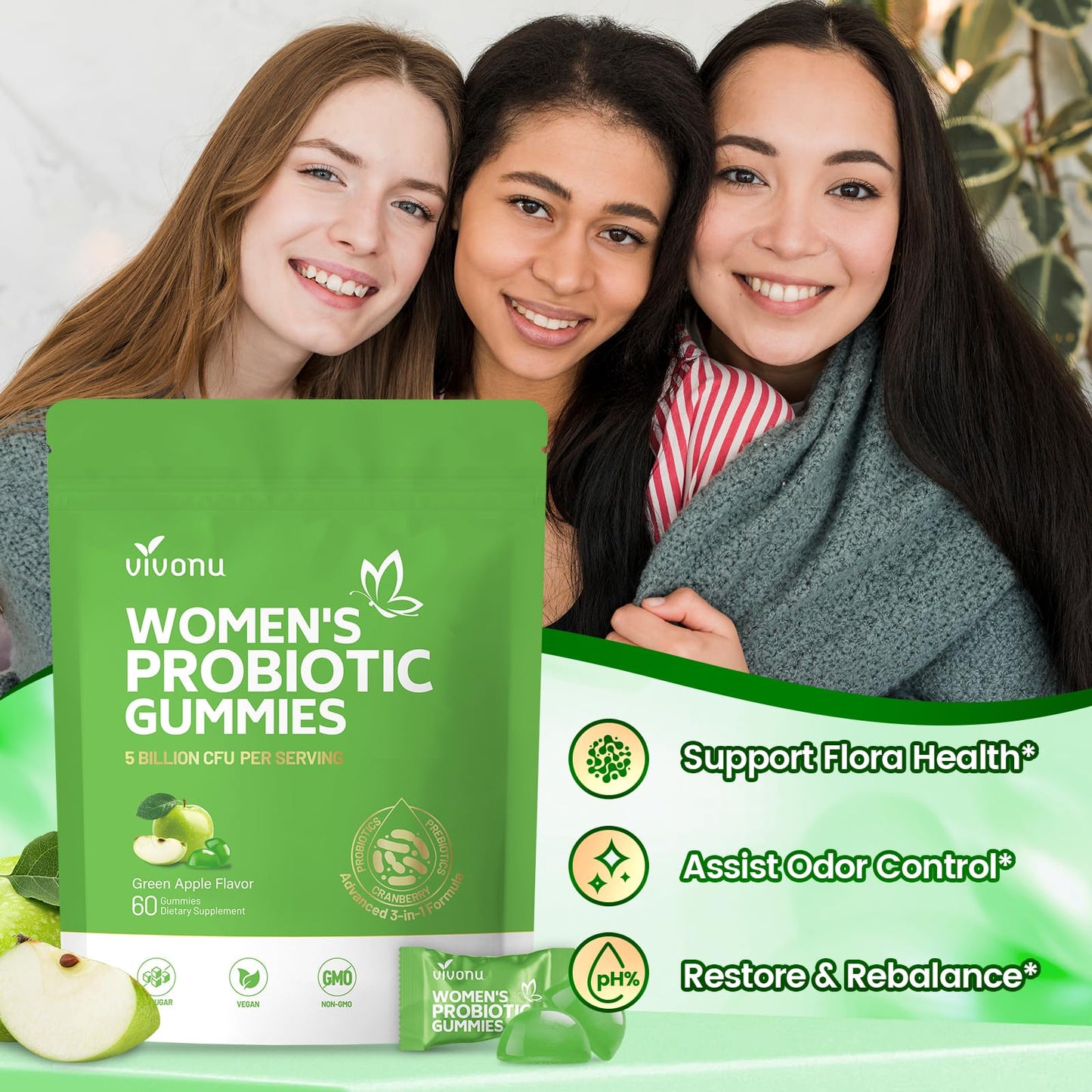 VivoNu Viginal Probiotics for Women Gummy 120 Count