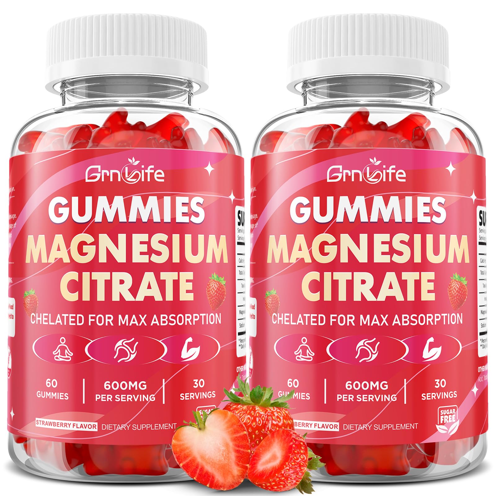 GrnLife Magnesium Citrate Gummies 600mg, 120 Count